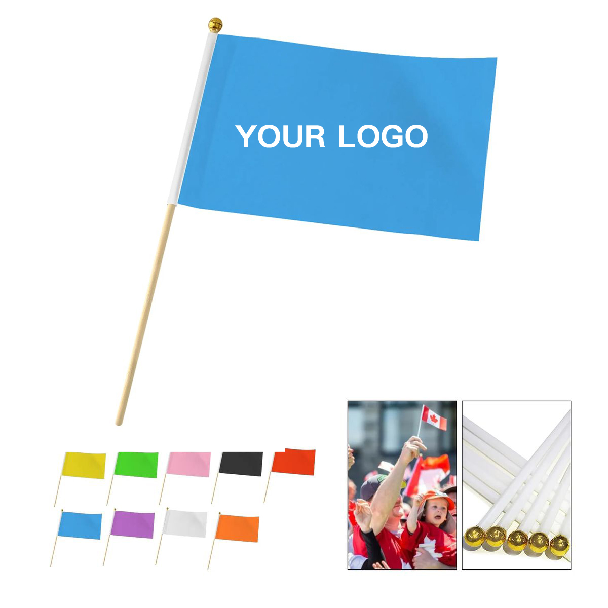 Mini Polyester Flag with Stick for Parades and Sports 5