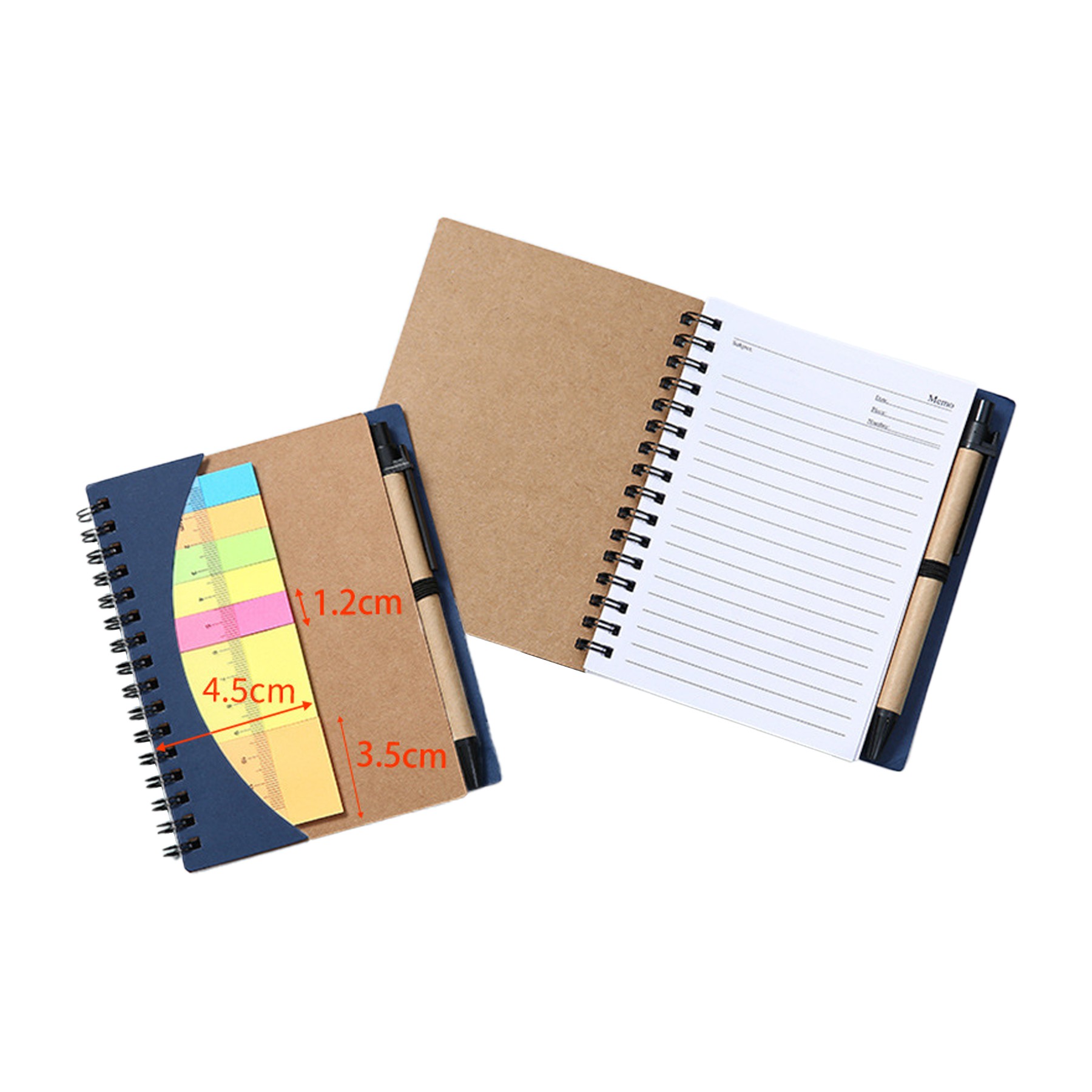 Moq100 Spiral Kraft Cover Notebook With Pen/Sticky Note 9