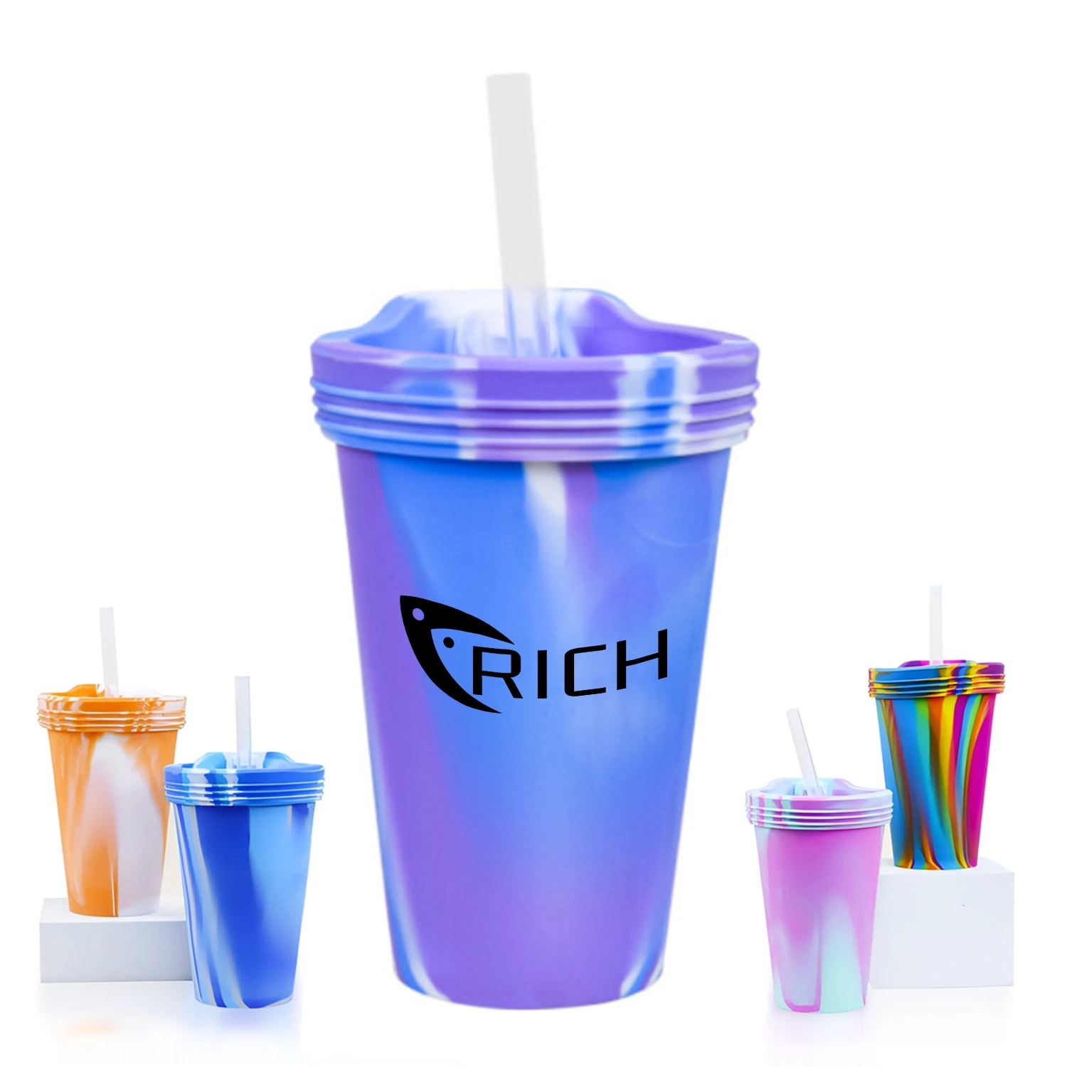 Silicone Cup With Lid And Straw 1
