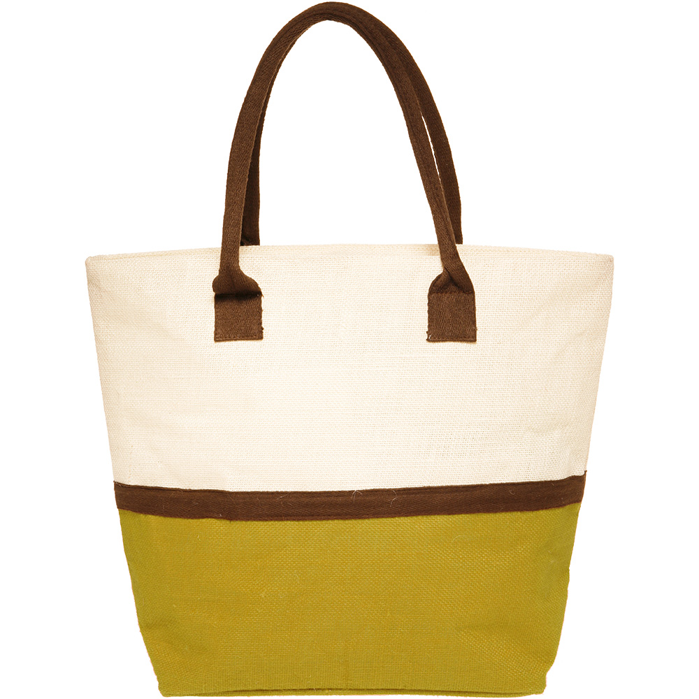 Two-Tone Jute Beach Tote Bags 6