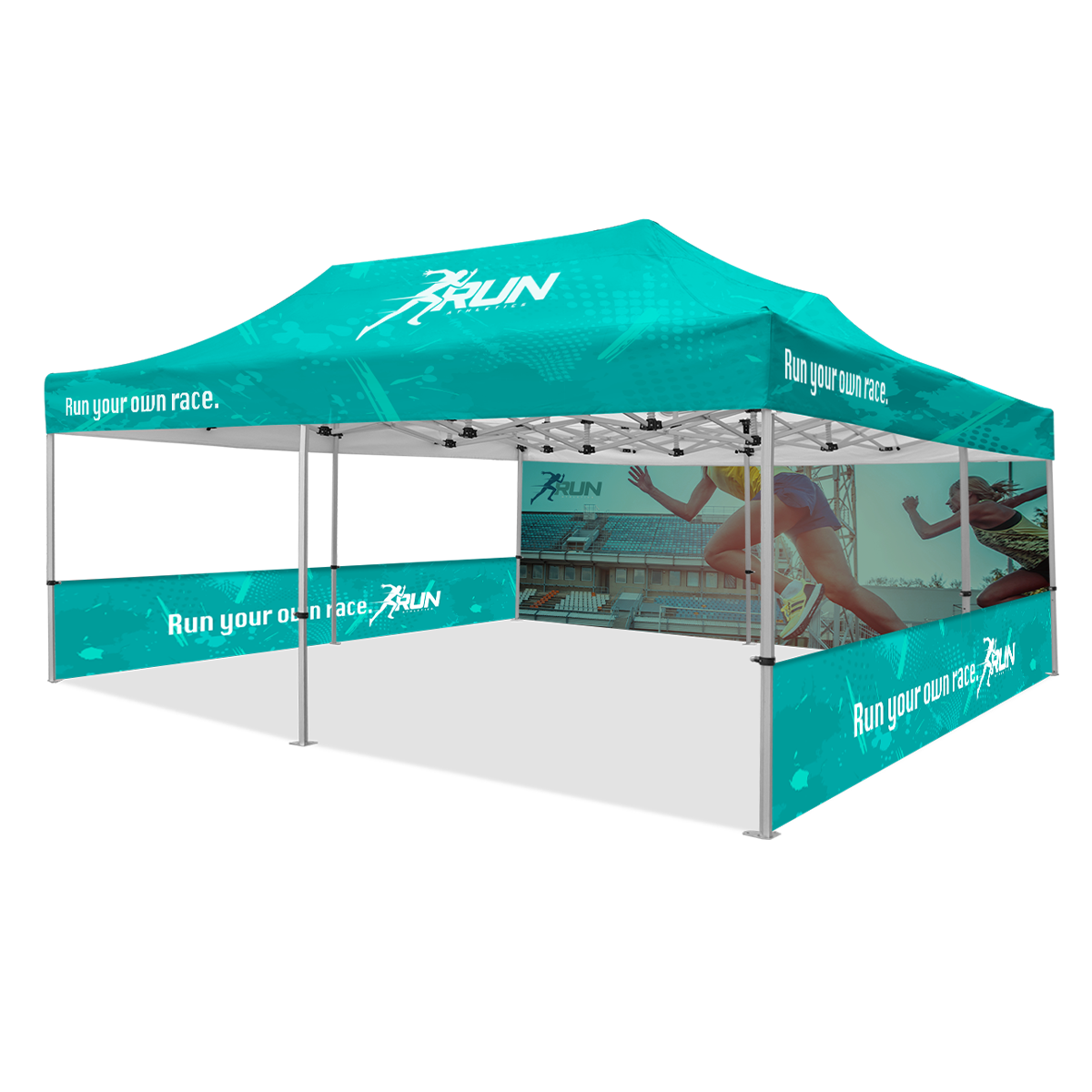 20x20ft Premium Hex Aluminum Frame Tent Kit w/Full Rear Wall & 2 Half Side Walls 1