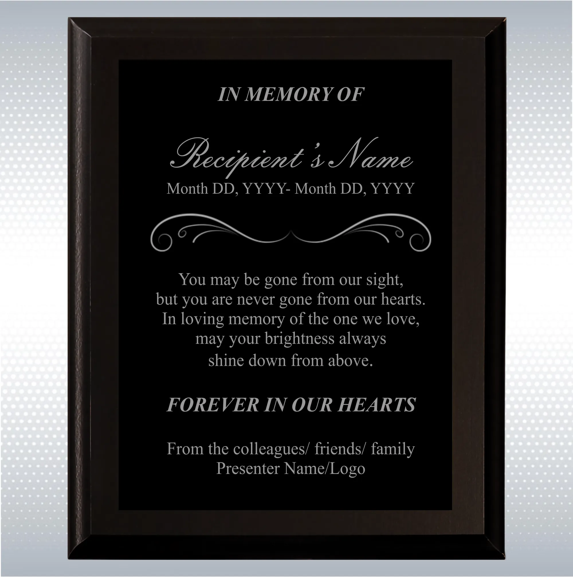 Black Matte Personalized Memorial Plaque Gift 14