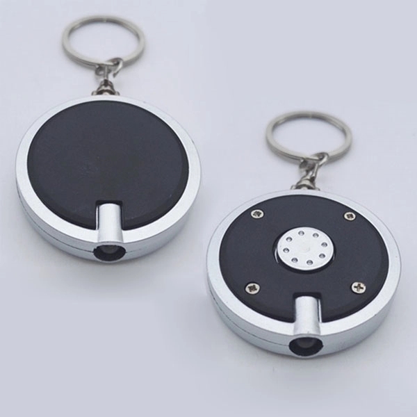 Custom Round Shaped LED Flashlight Keychain 3