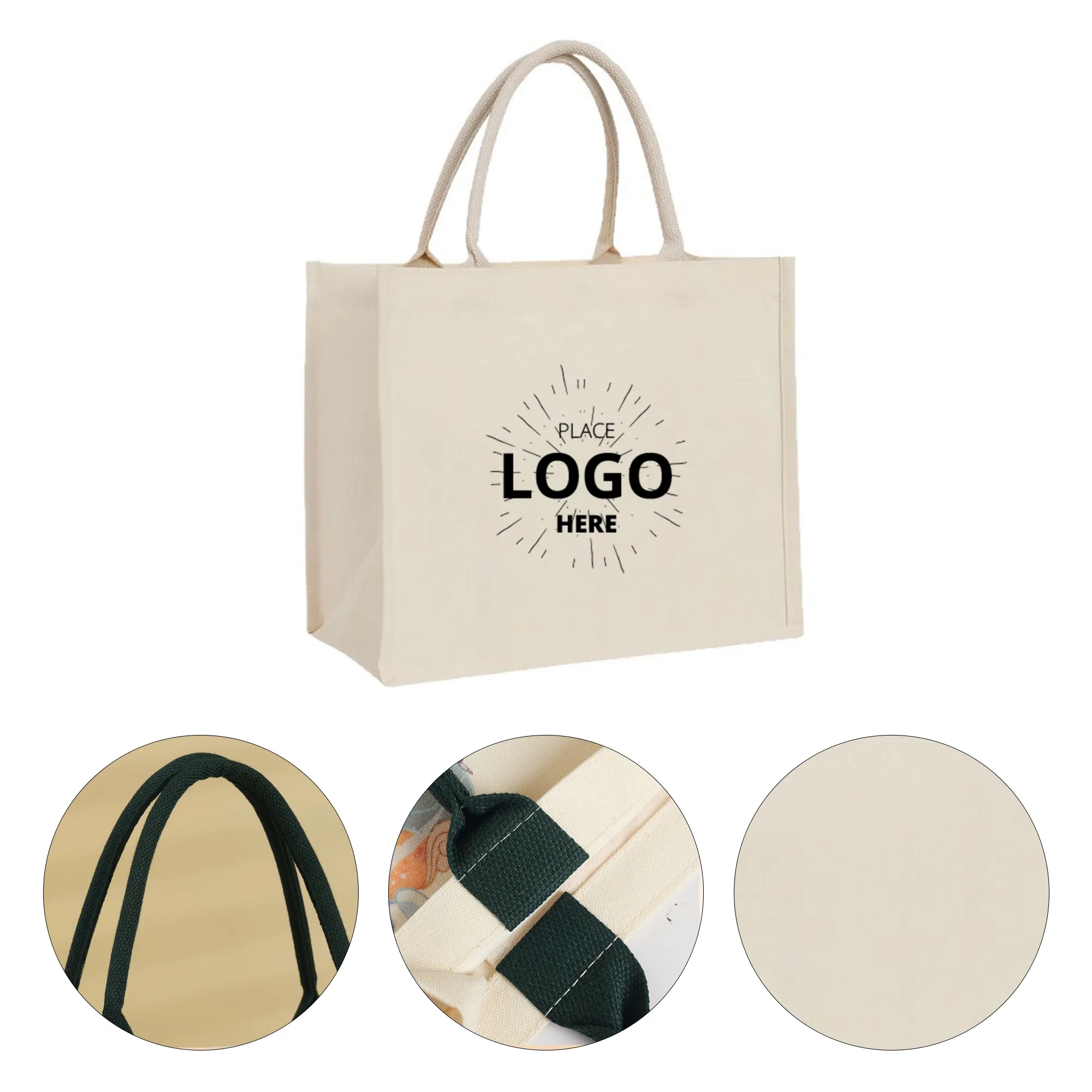 Natural Reusable Canvas Tote Bag, custom tote bag with logo imprint 2