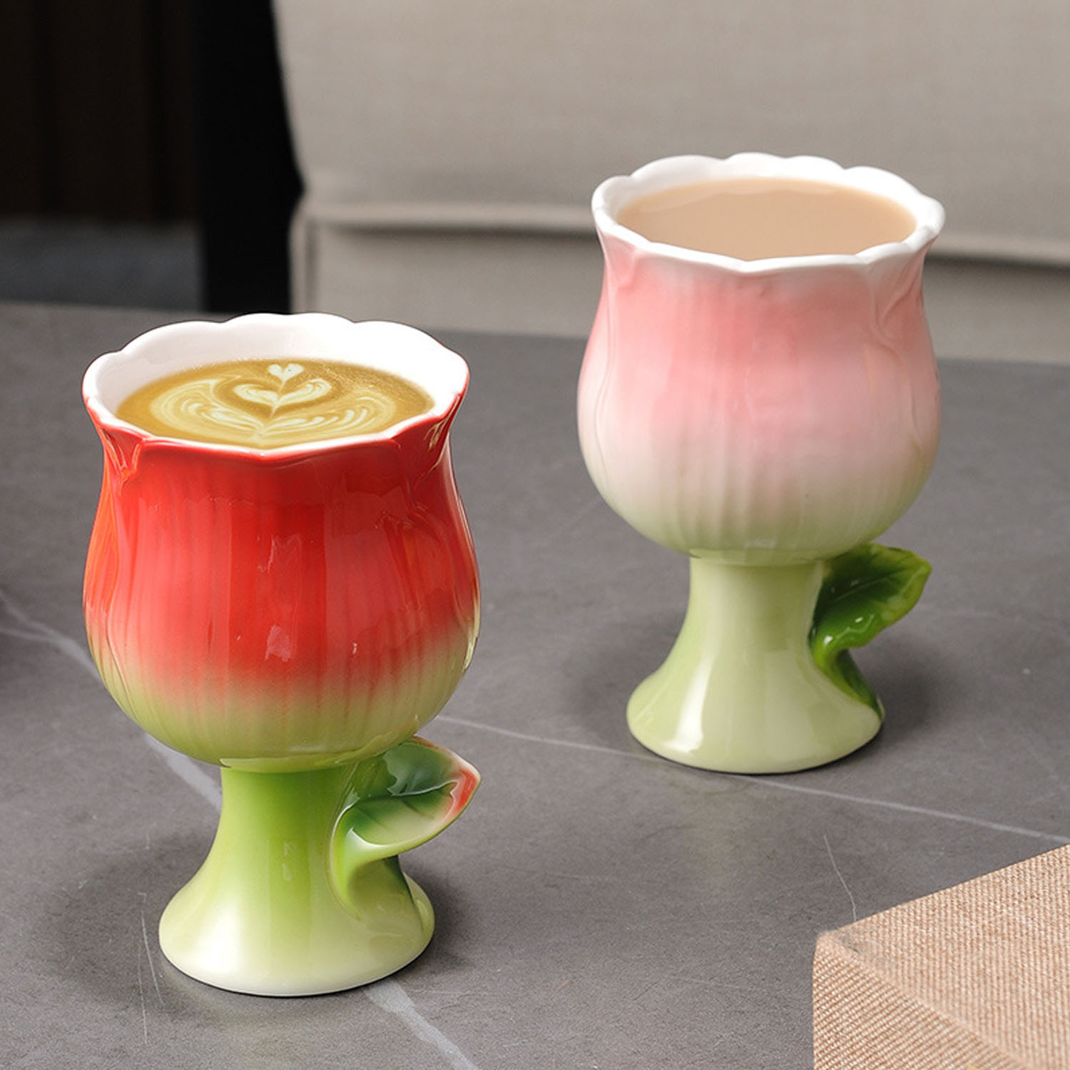 Flower Vintage Wine Goblet Ceremic Glasses 6