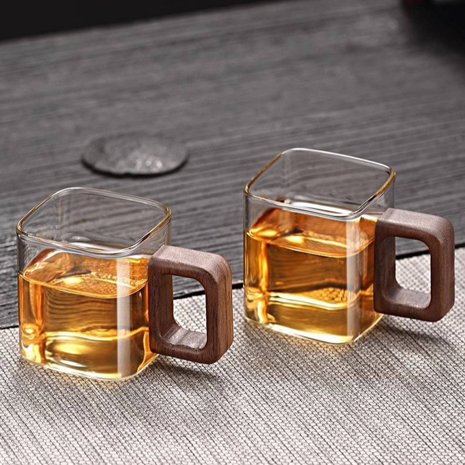 5 oz Borosilicate Glass Mug with Walnut Handle 5