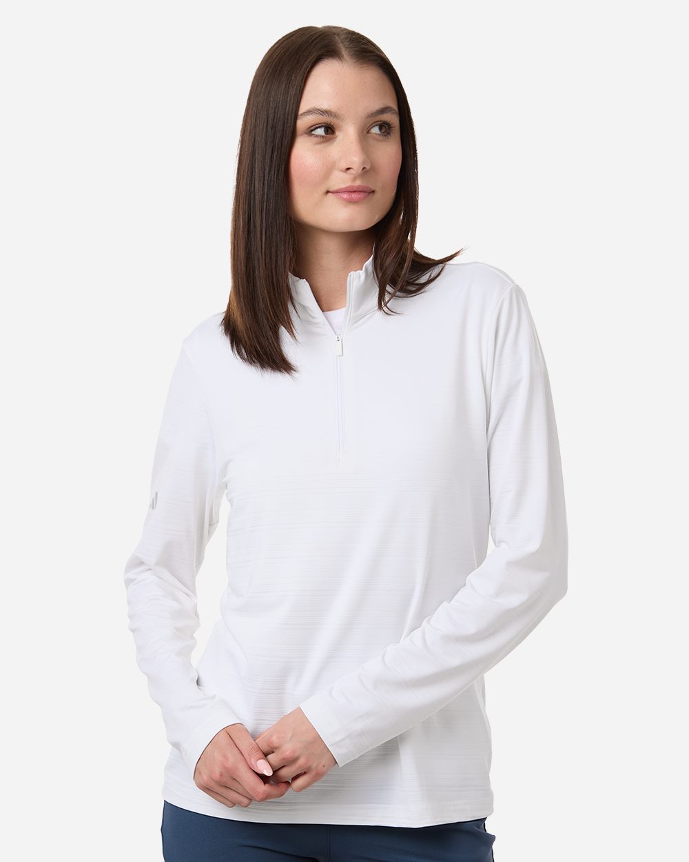 Women's Textured Stripe Quarter-Zip Pullover - A709 11