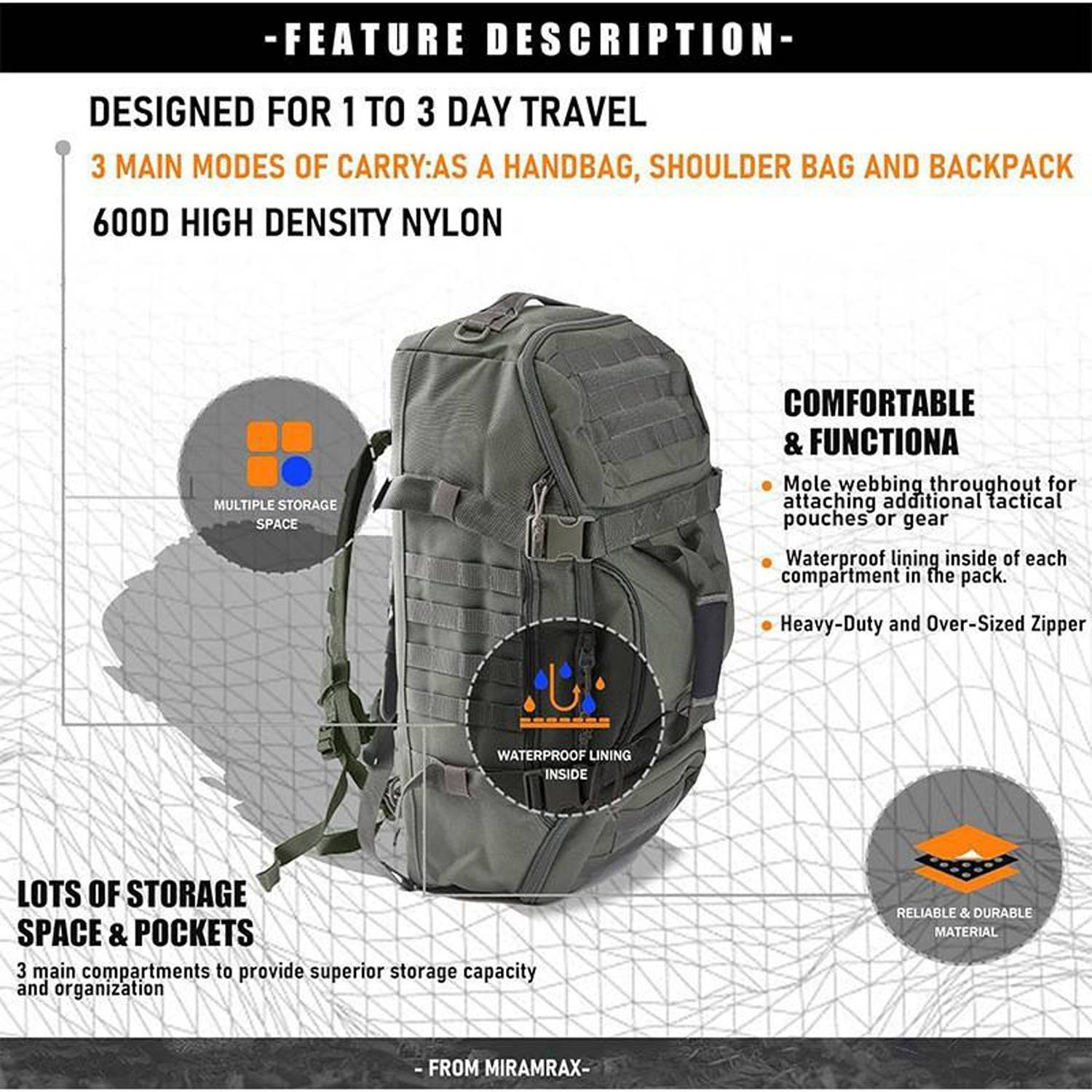 45L Waterproof Oxford Tactical Backpack 6