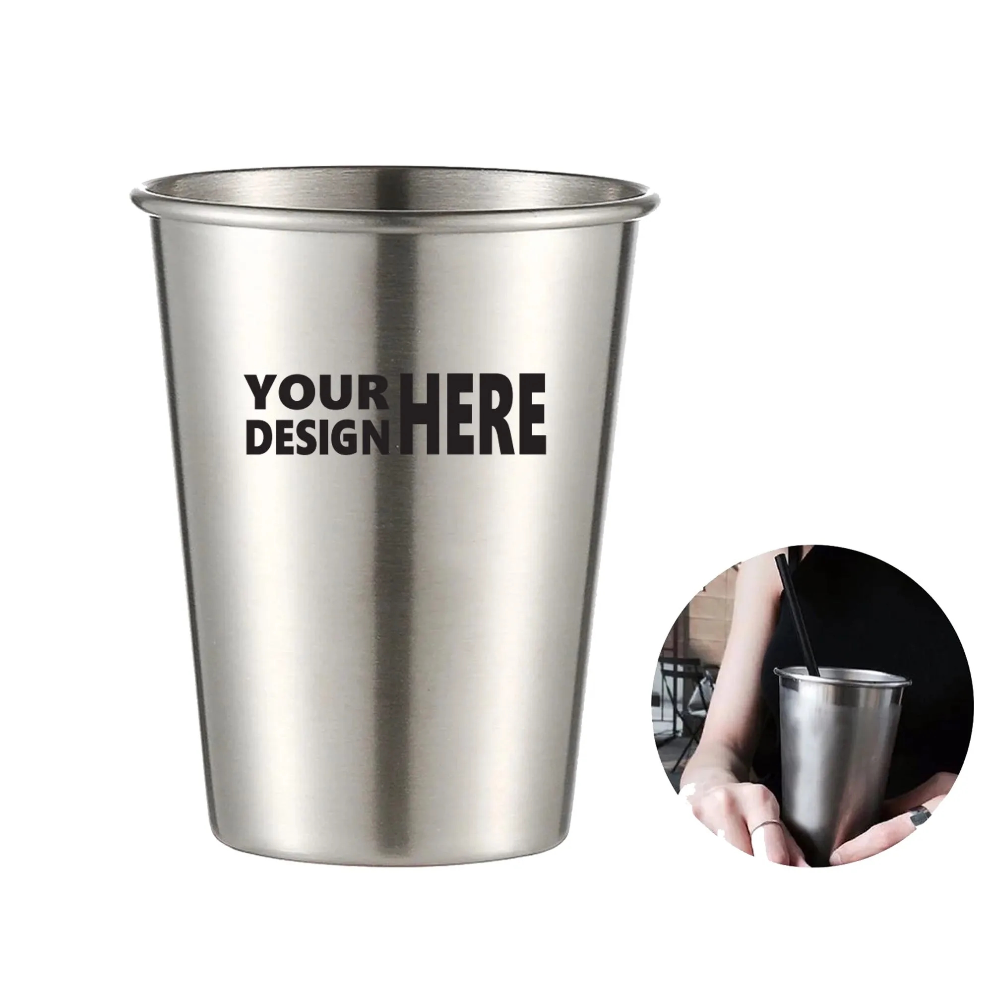 12 oz Stainless Steel Cup Drinking Beer Glass