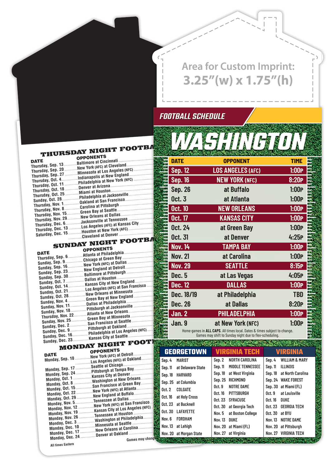 Magna-Card House Shape Magnet Football Schedules (3.5x9)