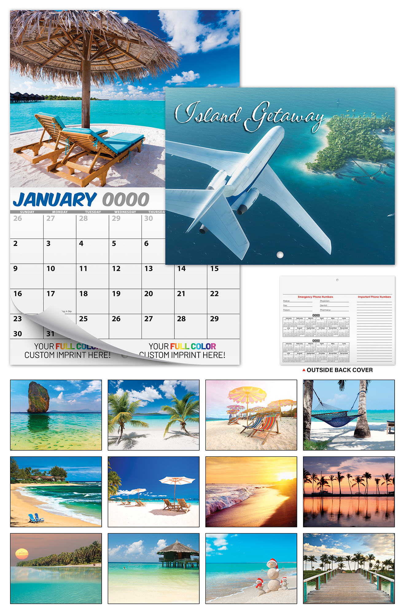 13 Month Custom Appointment Wall Calendar (High Gloss UV-Coated Cover)- ISLAND GETAWAY 2
