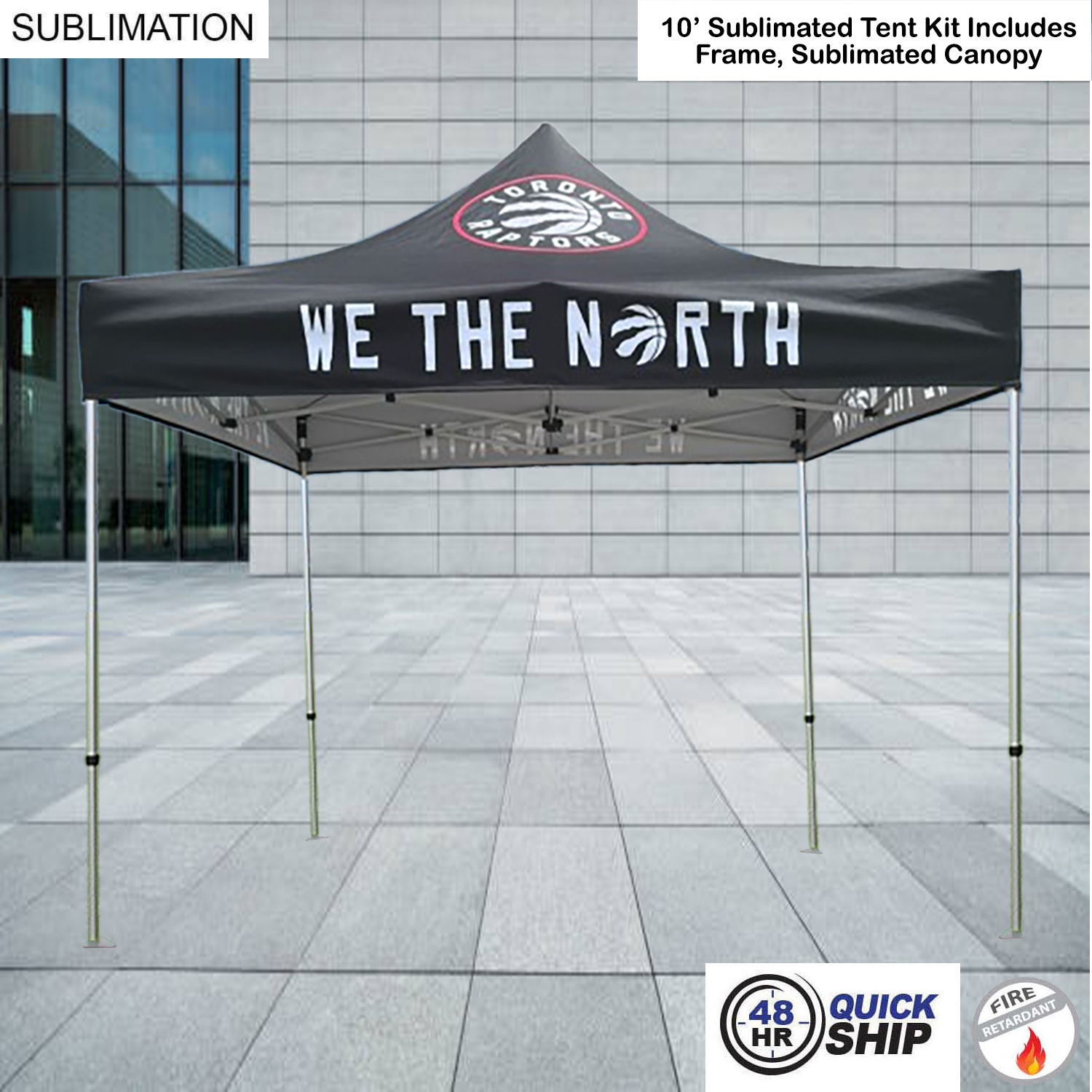 48Hr Quick Ship -10' Premium Sublimated Tent Kit, Includes Premium 40mm Aluminum Frame & Canopy only 12