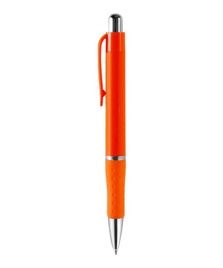 Union Printed - Rigid - Solid Colored Ballpoint Click Pen with Matching Rubber Grip 7