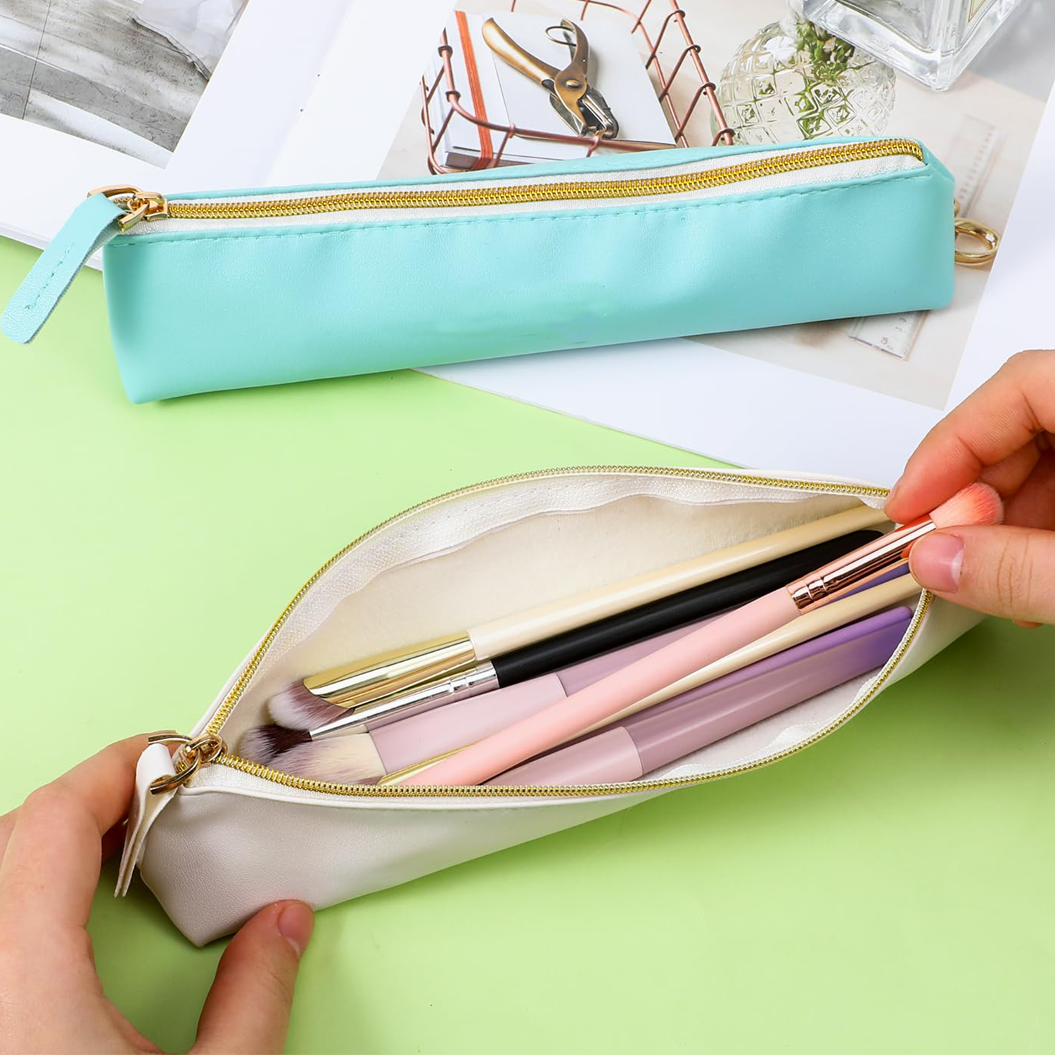 PU Leather Solid Color Study Supplies Stationery Pouch 6