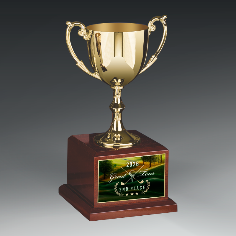 Elegant Metal Cup On Piano Finish Base 7