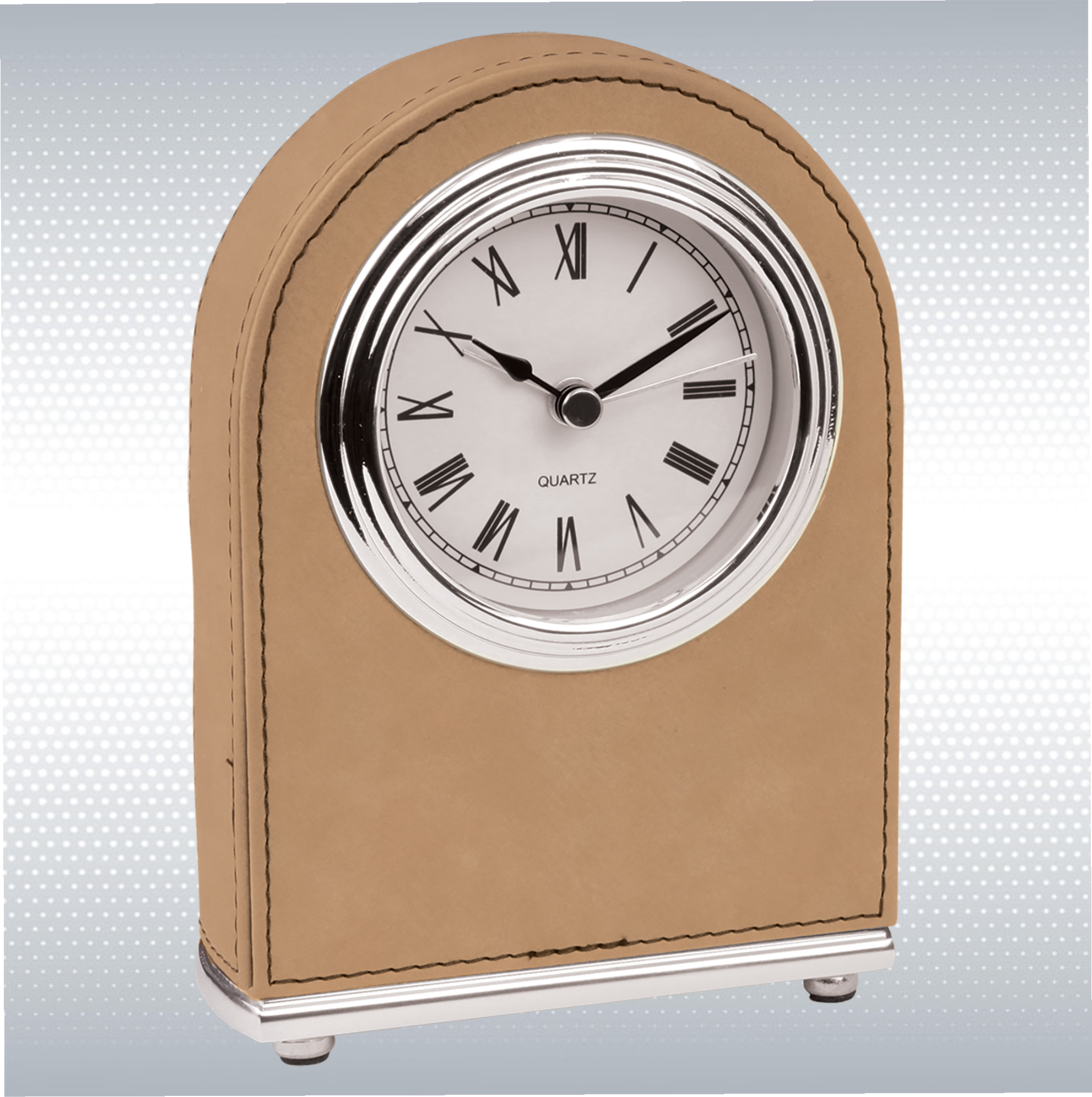 5.5" Light Brown Leatherette Arch Desk Clock 20