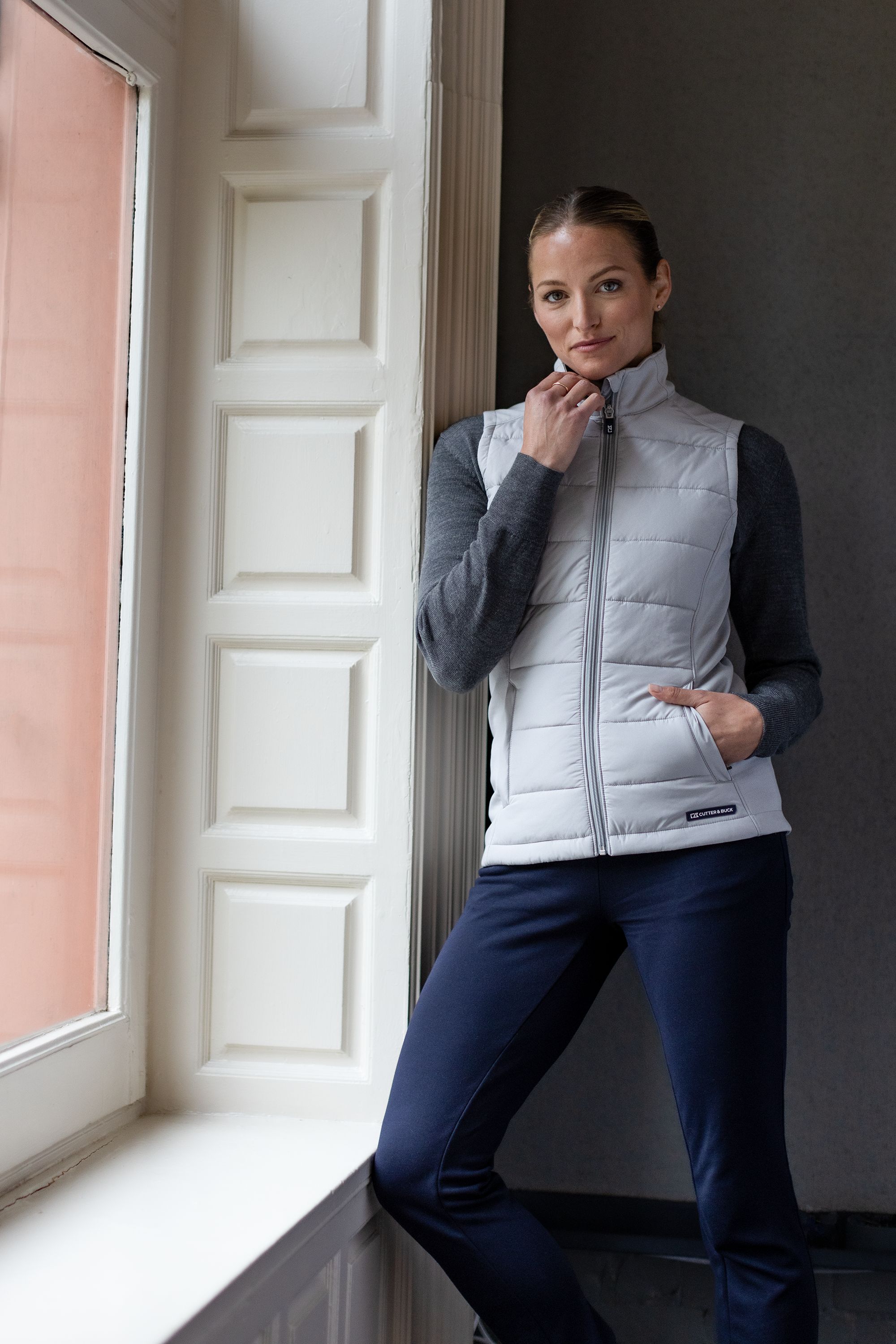 Cutter & Buck Evoke Recycled Honeycomb Fleece Womens Hybrid Full Zip Vest 37