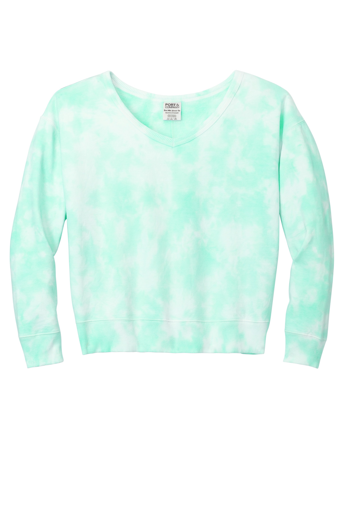 Port & Co Women's Beach Wash Cloud Tie-Dye V-Neck Sweatshirt LPC140V 17