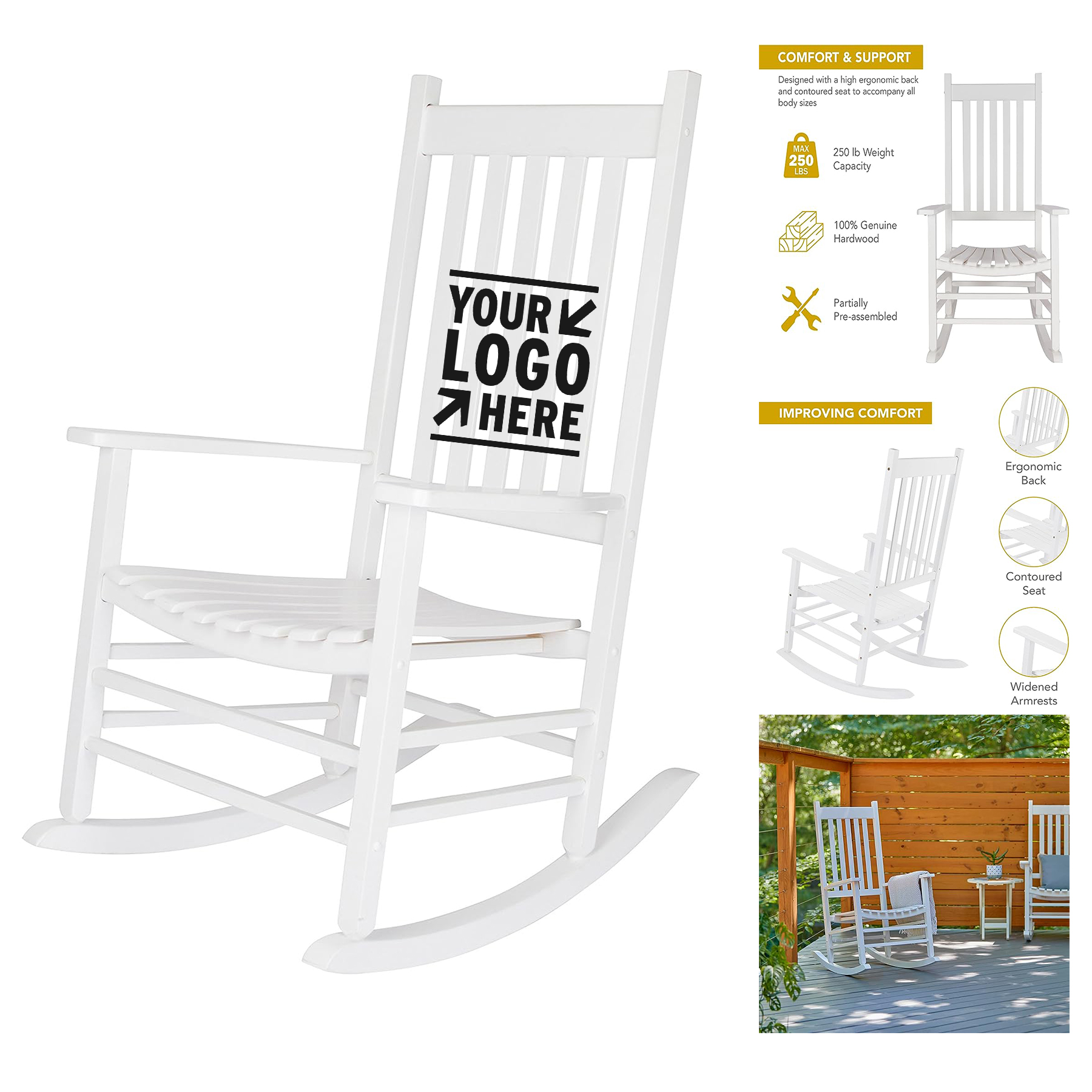 4332WT Vermont Porch Rocker High Back Rocking Chair