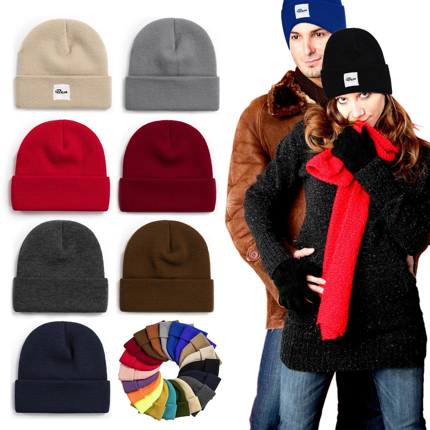 Custom Thick Knitted Multiple Color Blend Beanie Winter Hat 3