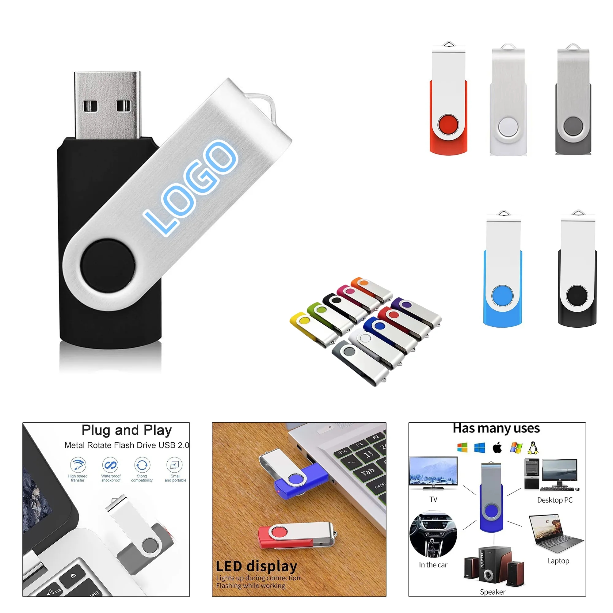 8GB Wholesale Custom Rotating USB Drives 3