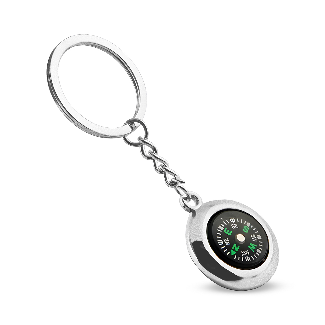 Gear Round Compass Metal Keychain 1