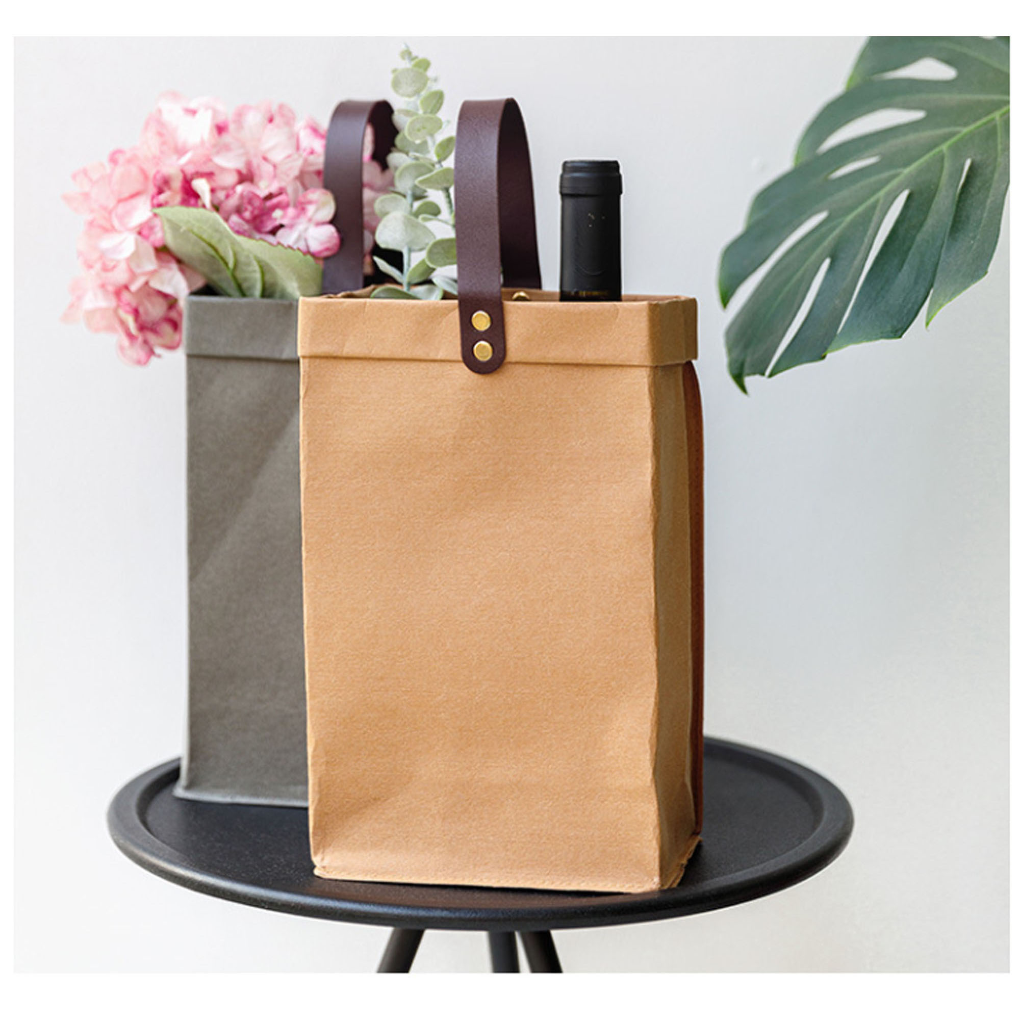 Premium Cowhide Leather Wine Tote Bag ?C Set of 2 6
