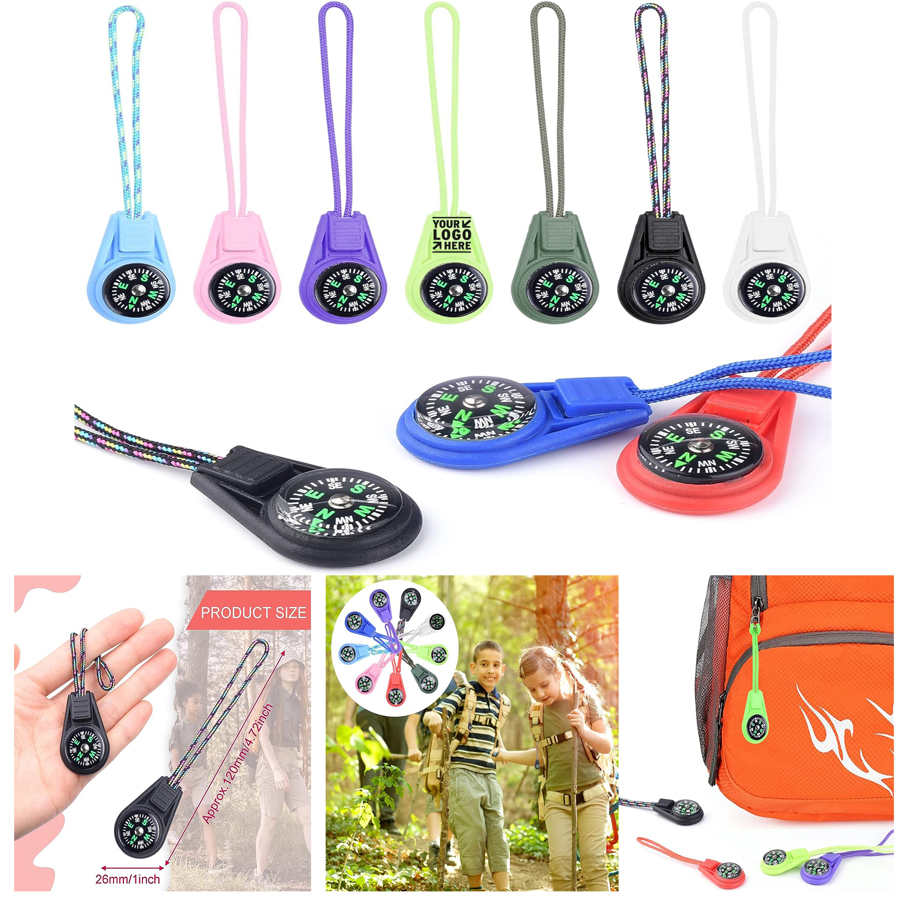Kids Mini Keychain Paracord Hiking Survival Small Button Compass Bulk Kit  2