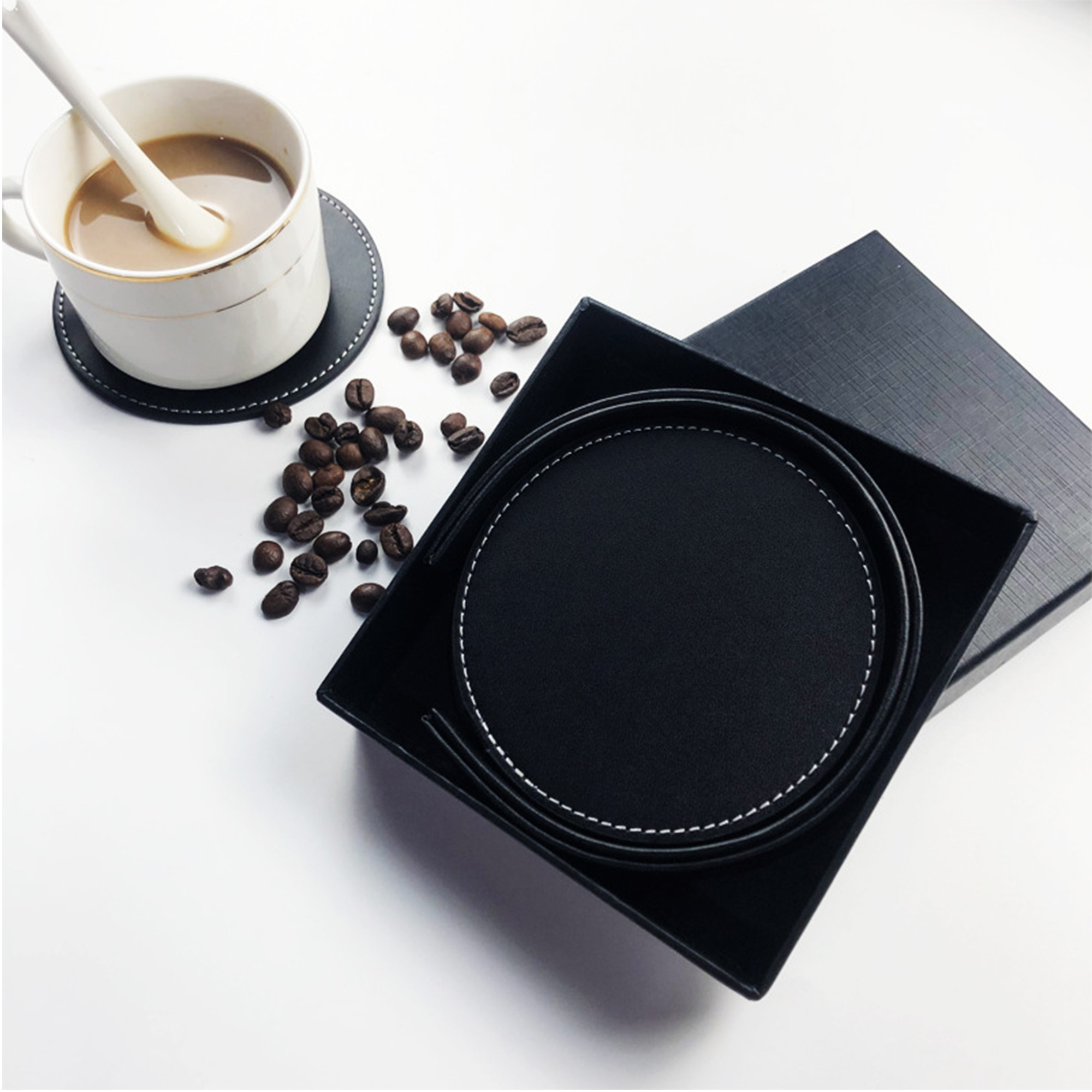 Full Color PU Leather Drink Coasters 3