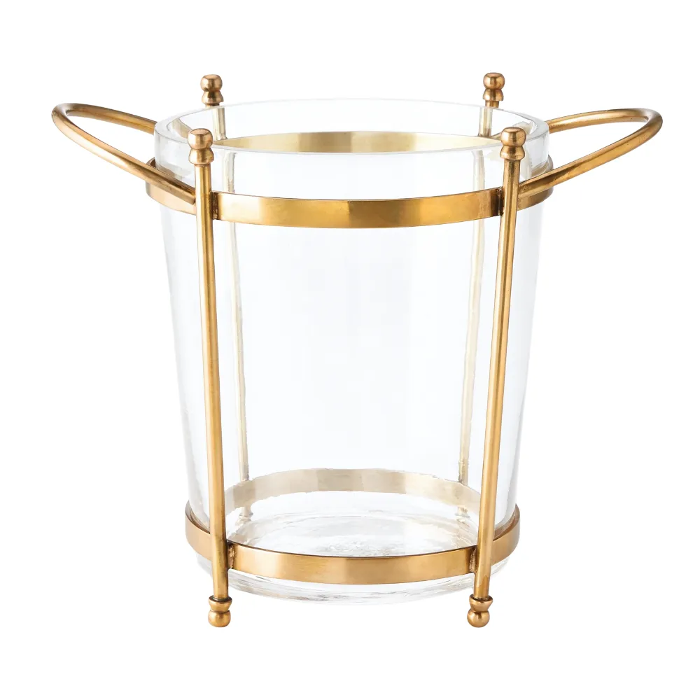 Antique Brass & Glass Champagne Bucket 3