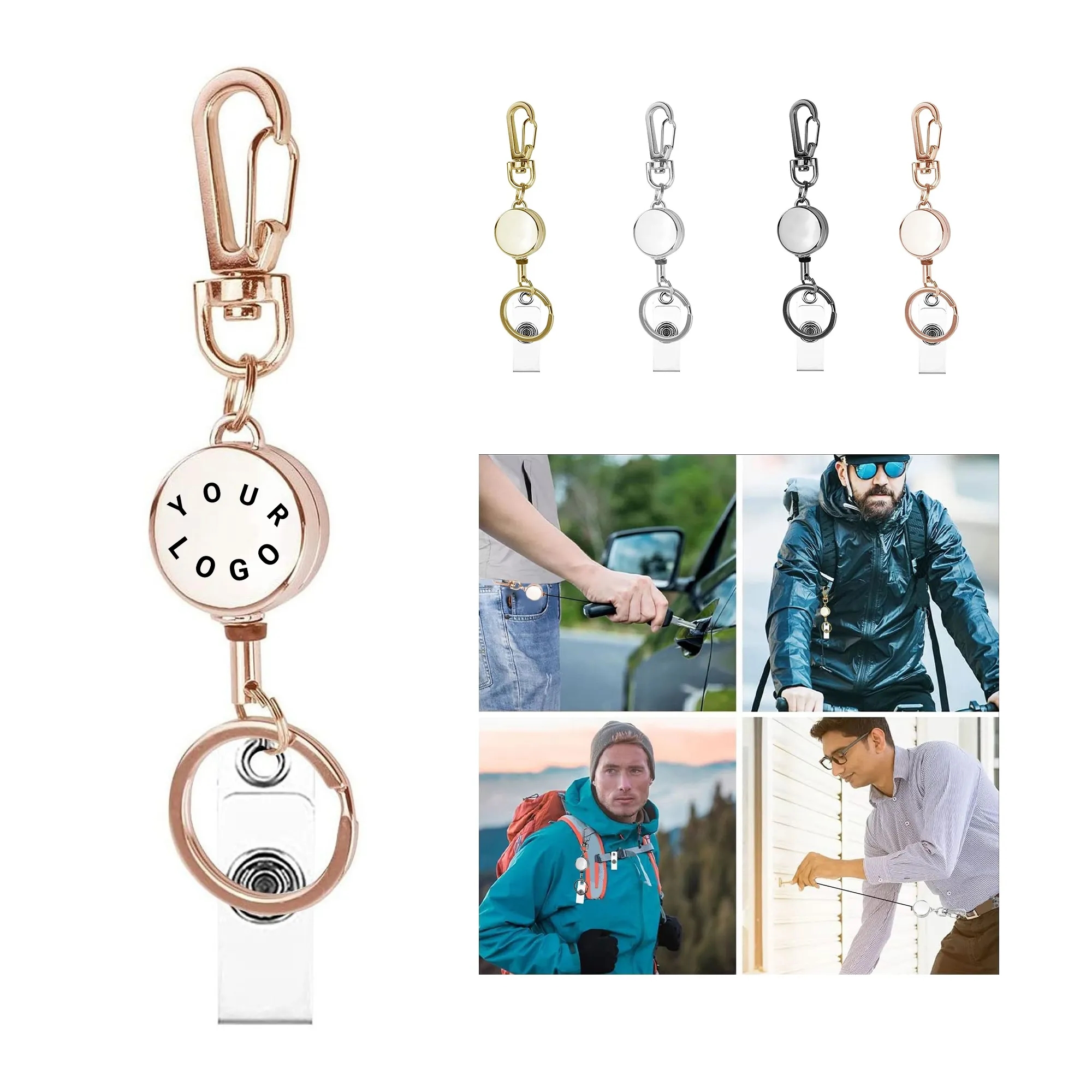Metal Retractable Keychain with Carabiner 5