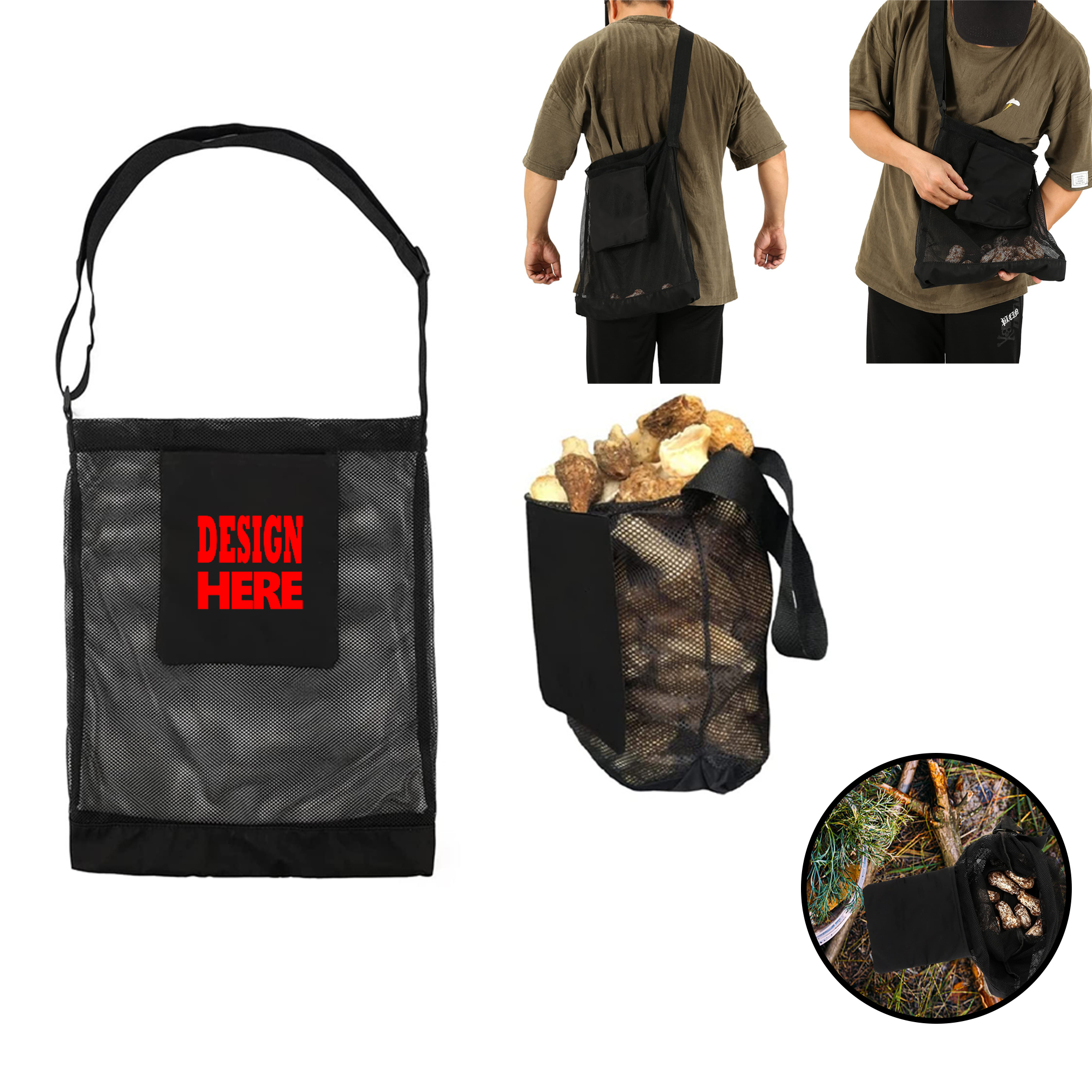 Portable Mushroom Picking Satchel (Collapsible Mesh Pouch) 3