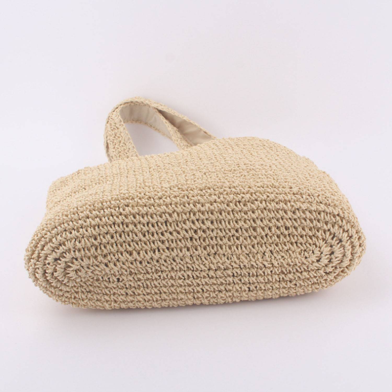 Handwoven Paper Rope Beach Tote Bag w/ Polyester Lining 5