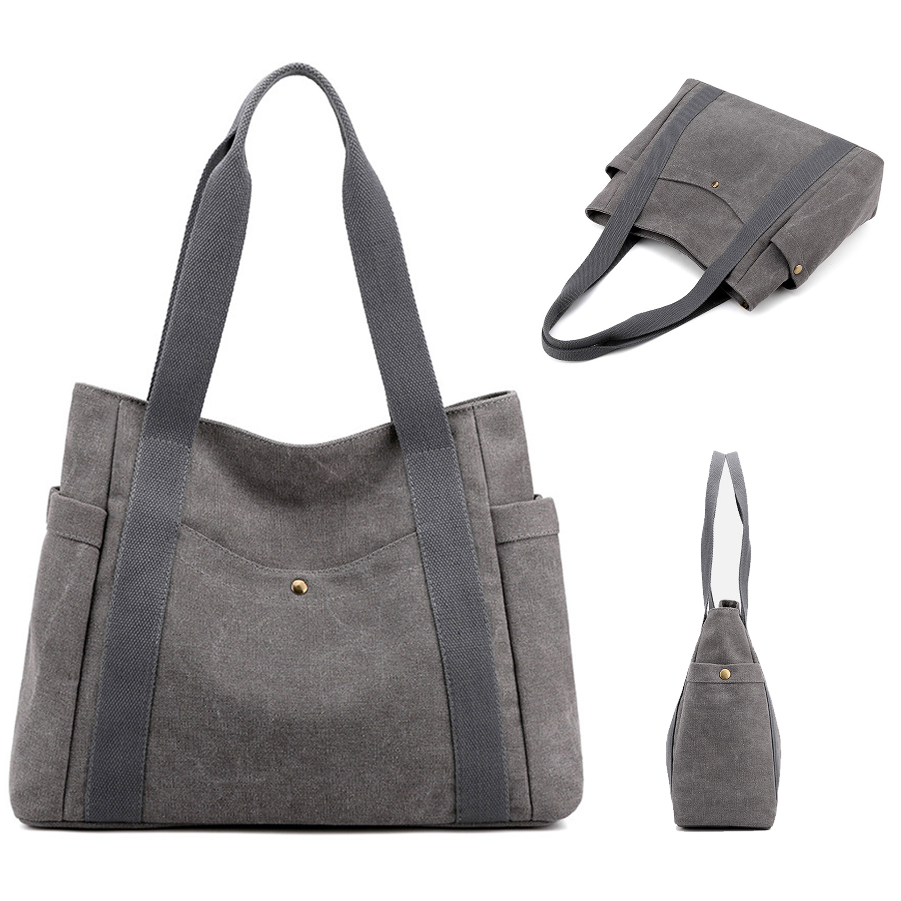 Canvas Multi-pocket Tote Bags, custom tote bag with logo imprint 3