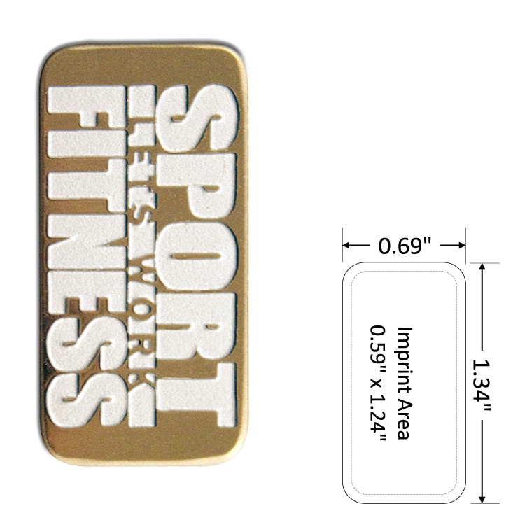 Rectangle 0.69" Polished Brass Etched Lapel Pin with Color Fill - USA Made 2