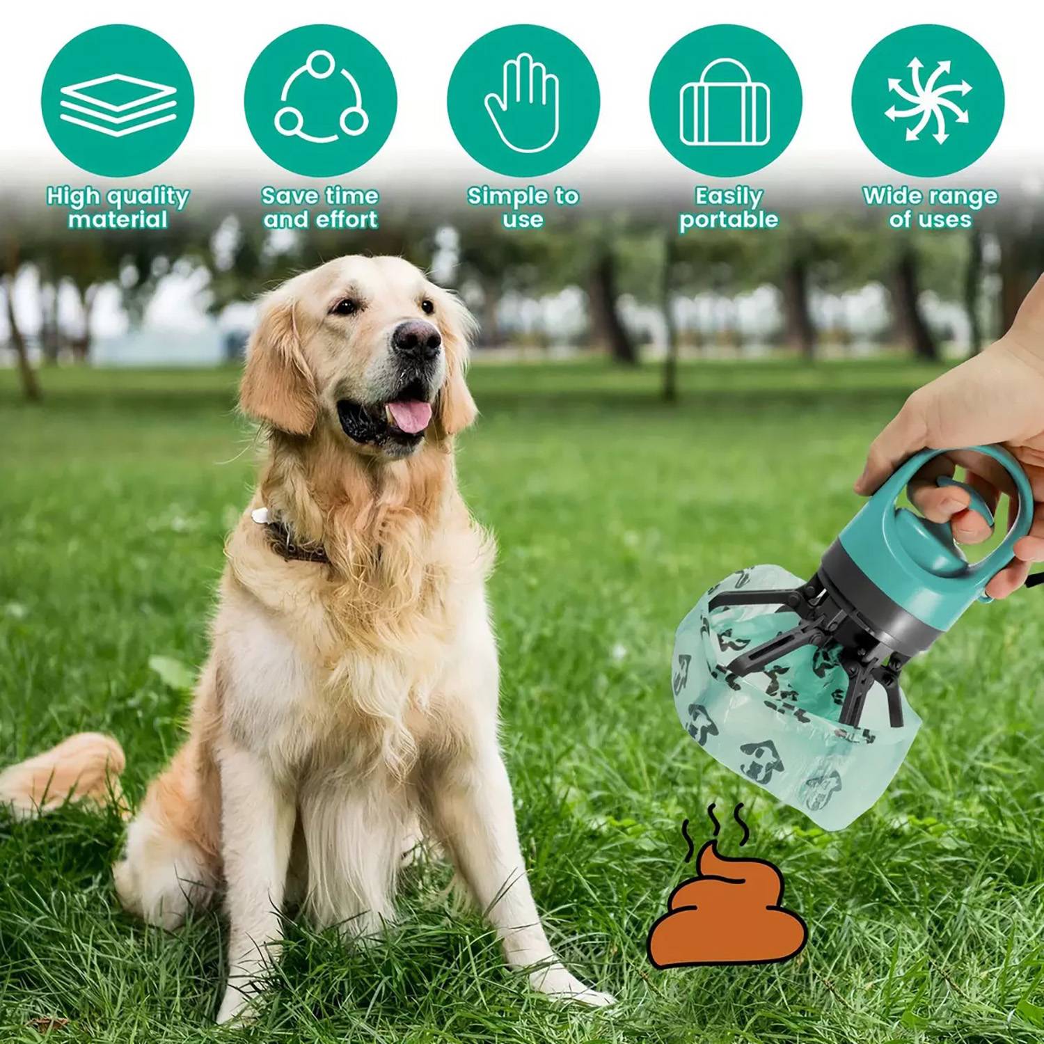 Plastic Pet Poop Scooper w/ Garbage Bag 8
