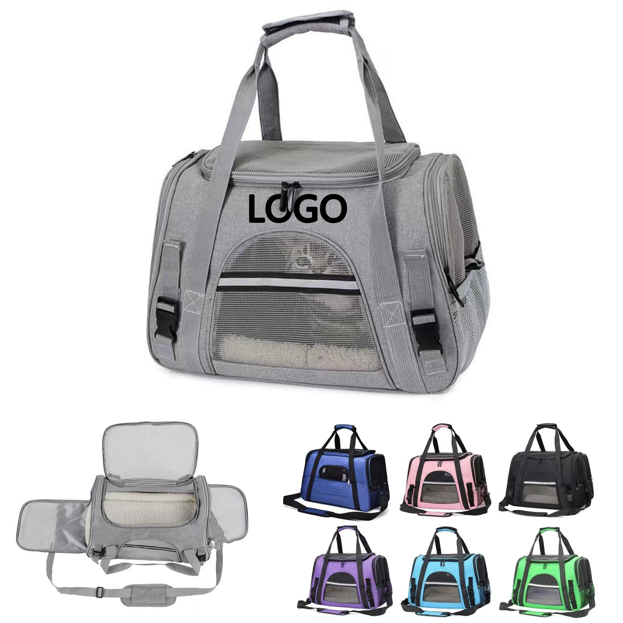 Pet Travel Carrier Bag with Mesh Windows for Dogs and Cats 5