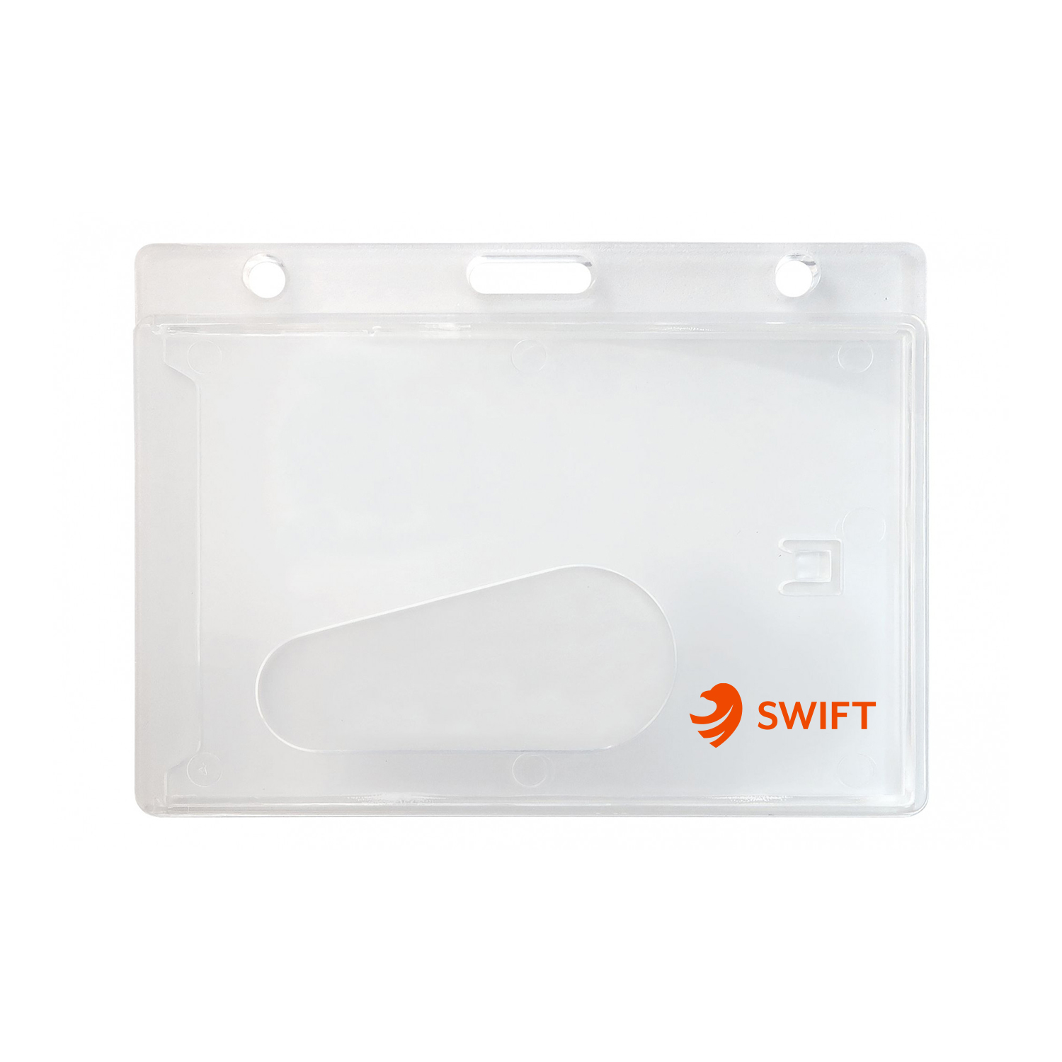 3.65" W x 2.73" H - Horizontal Rigid Frosted Card Holder (1 Color Imprint) 1