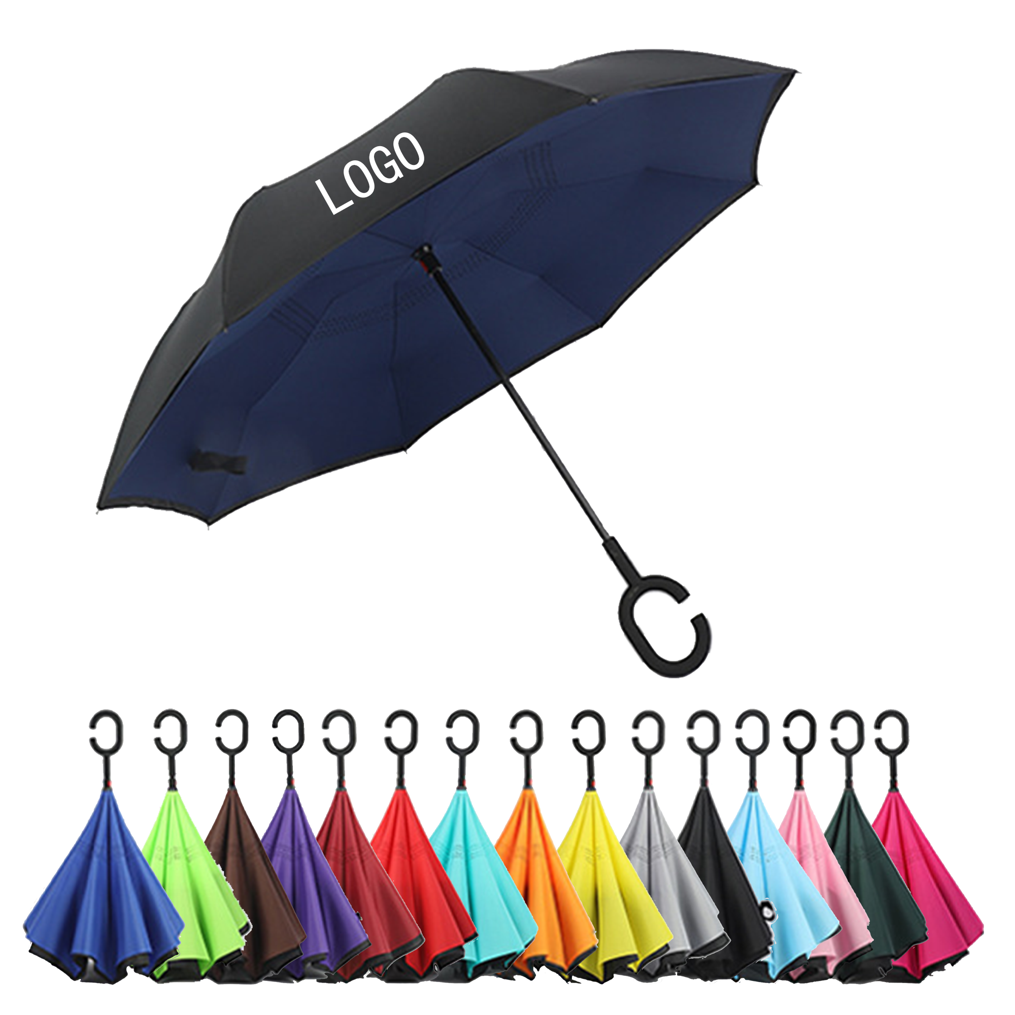 Double-Decker Standing Car Long Handle C-Type Umbrella 2