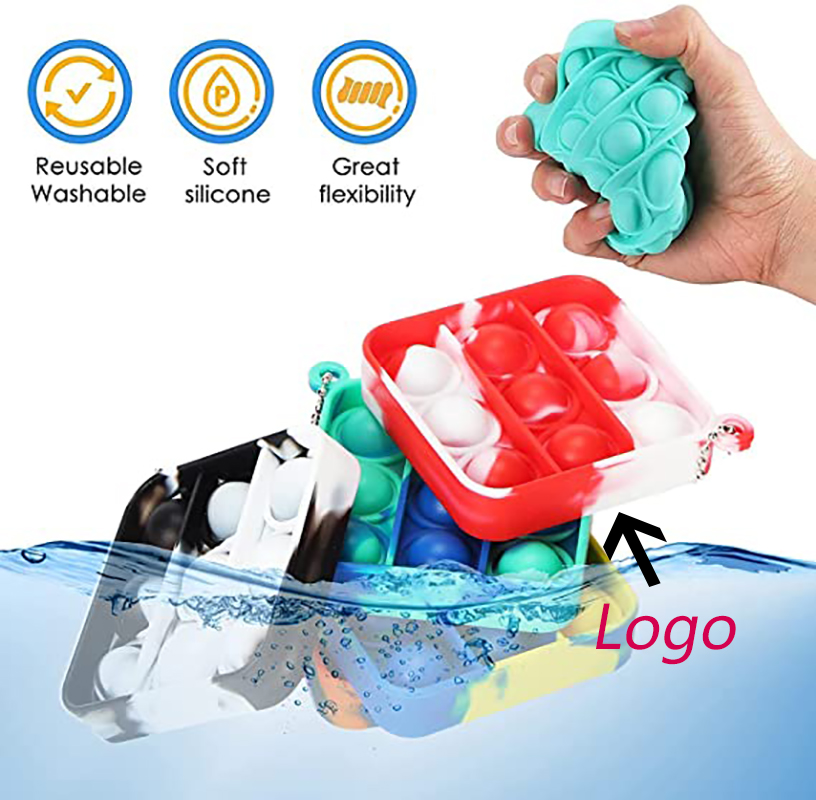 Square Shape Gradient Color Push Pop Key Chain/ Hook Up 2