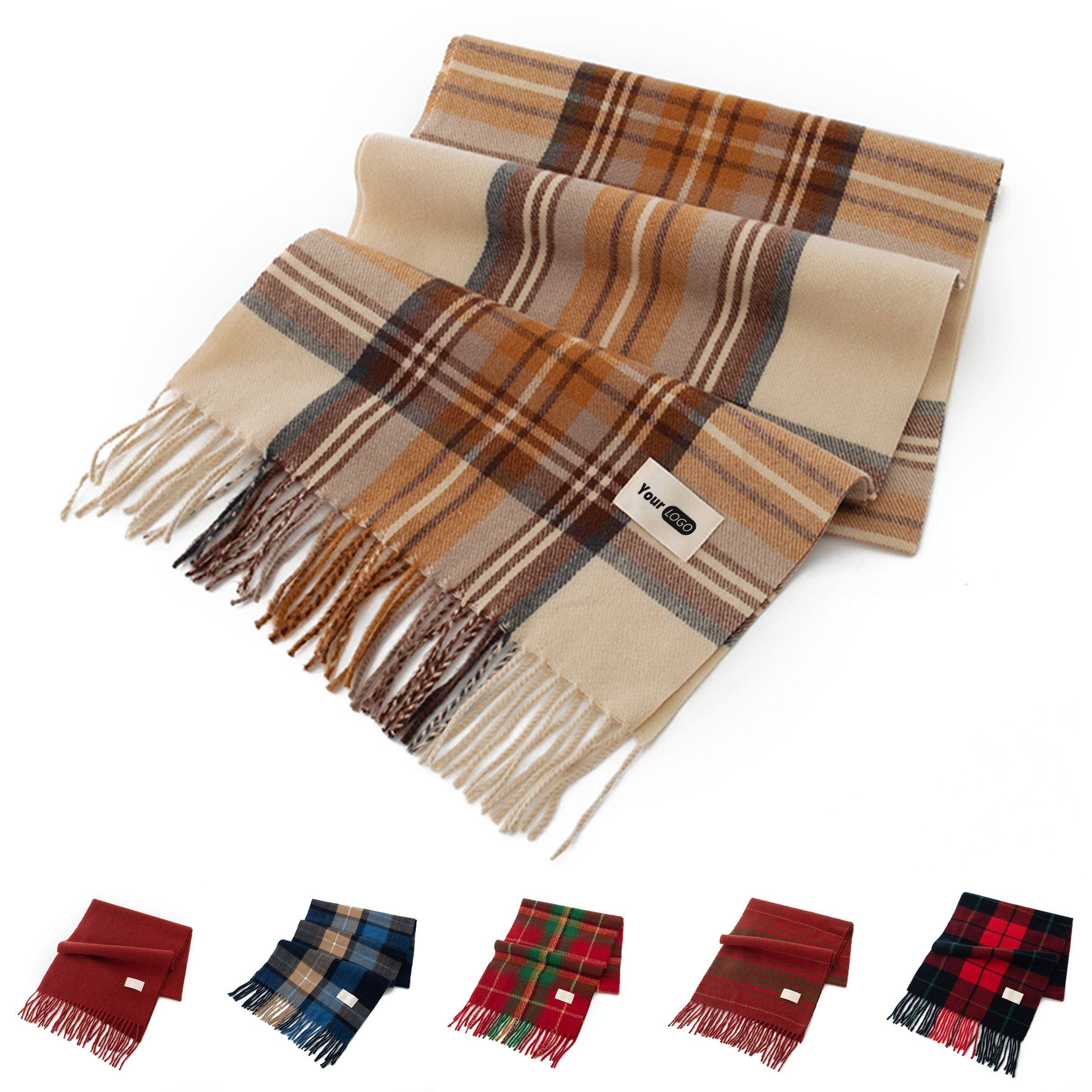 Imitation Cashmere Warm Christmas Plaid Scarf 4