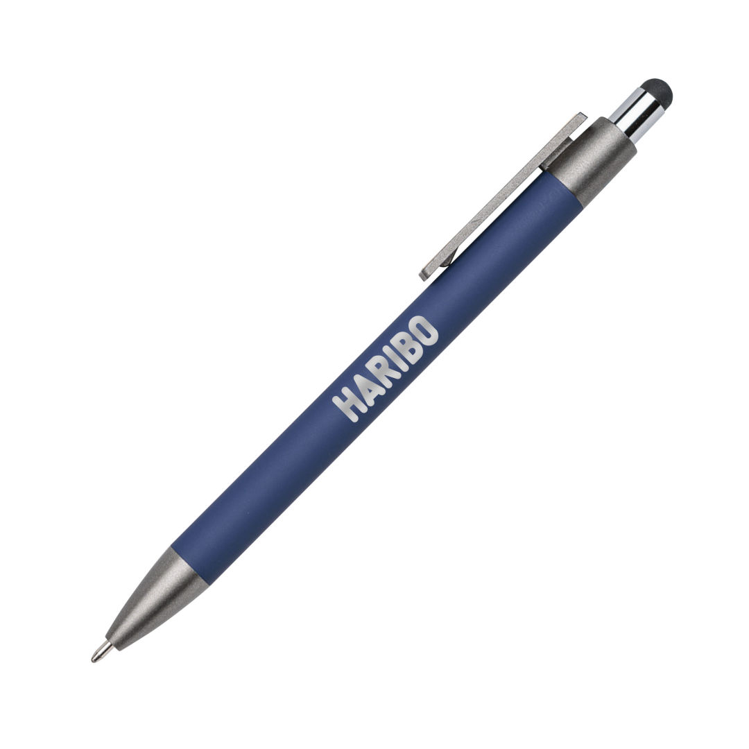 Hughes Aluminum Pen w/Wood Clip & Blue Refill 6