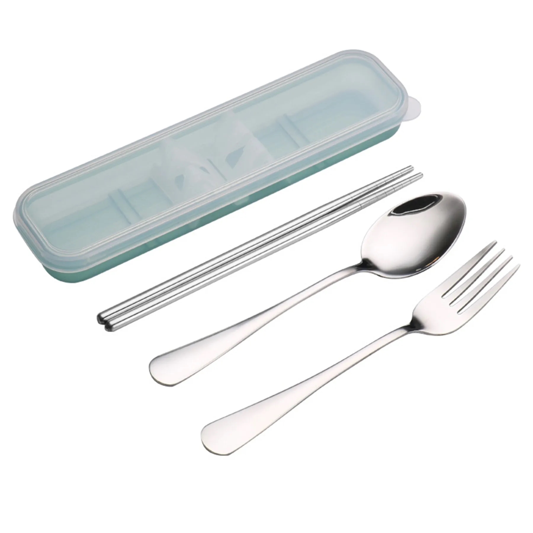 3 Pcs Stainless Steel Tableware Set with Case 3