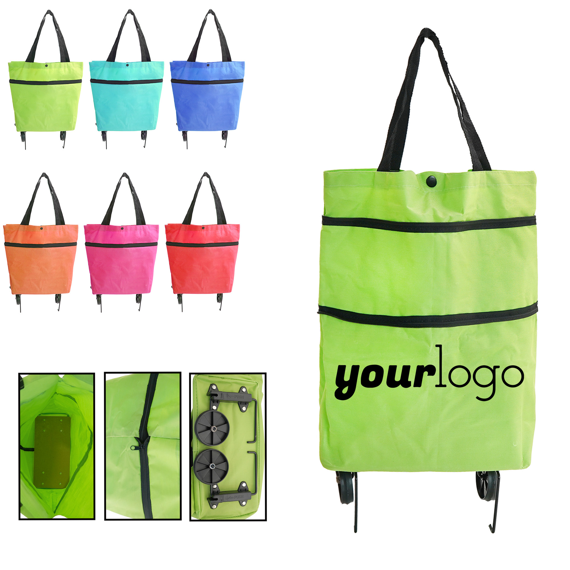 Durable Foldable Shopping Cart with Wheels and Straps 14