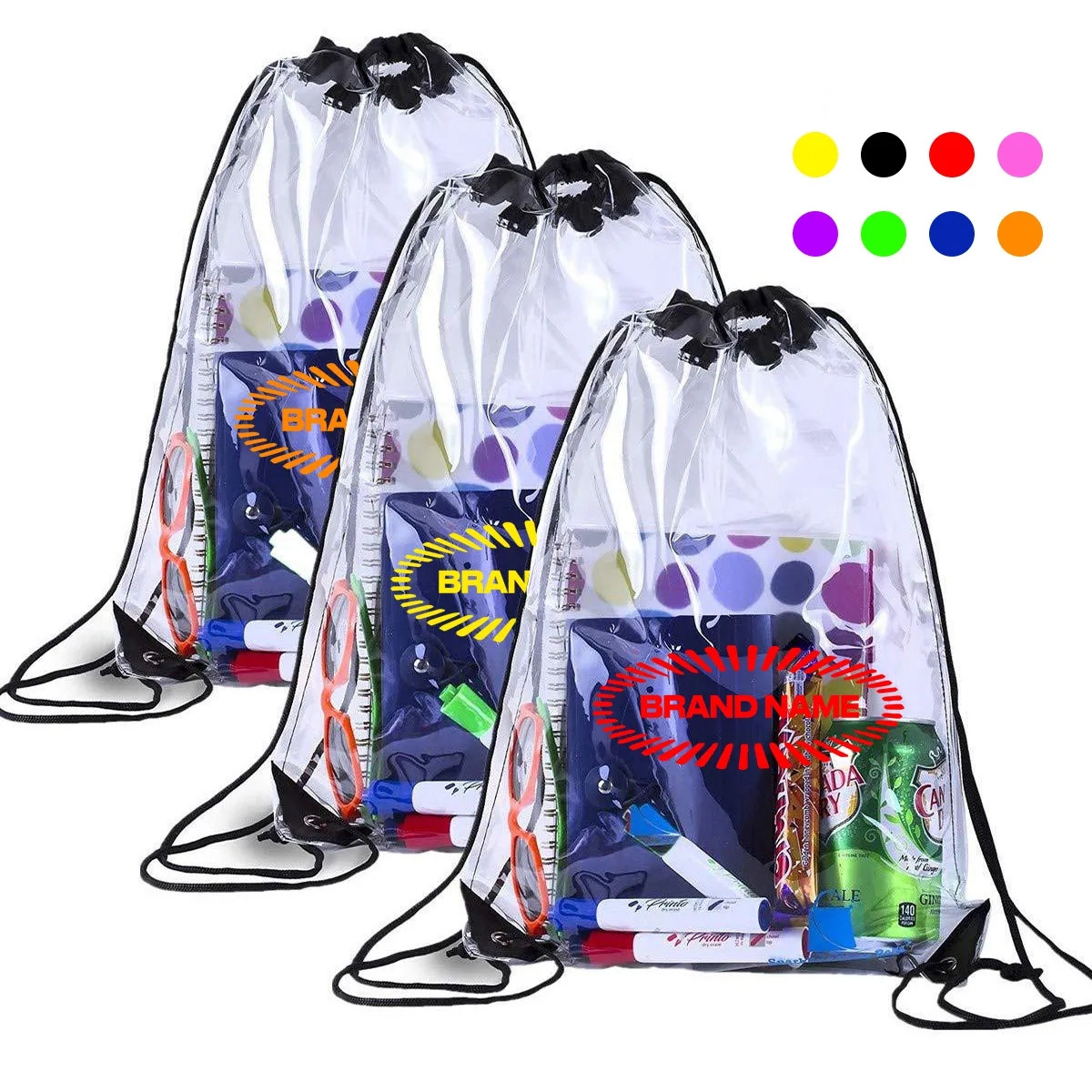Customizable Waterproof Clear Stadium Drawstring Bag 5