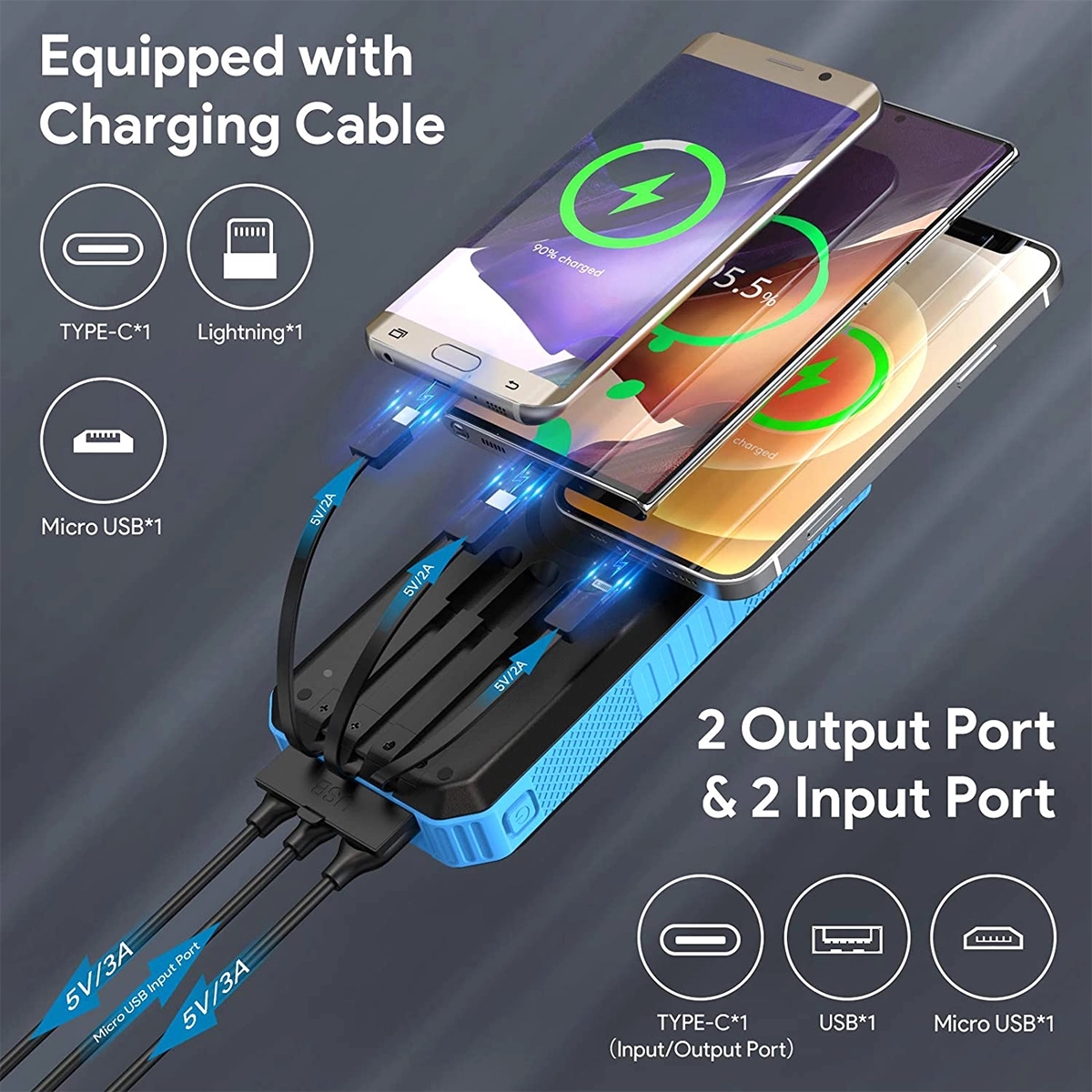 20000Mah Solar Power Bank Wireless Portable Charger 7