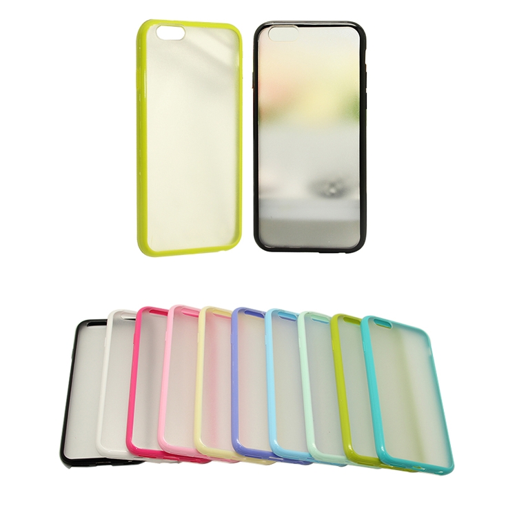 SM00125 - Hybrid iPhone 6 (4.7") Case w/ Hard Translucent Plastic Back & Colorful Soft TPU Frame