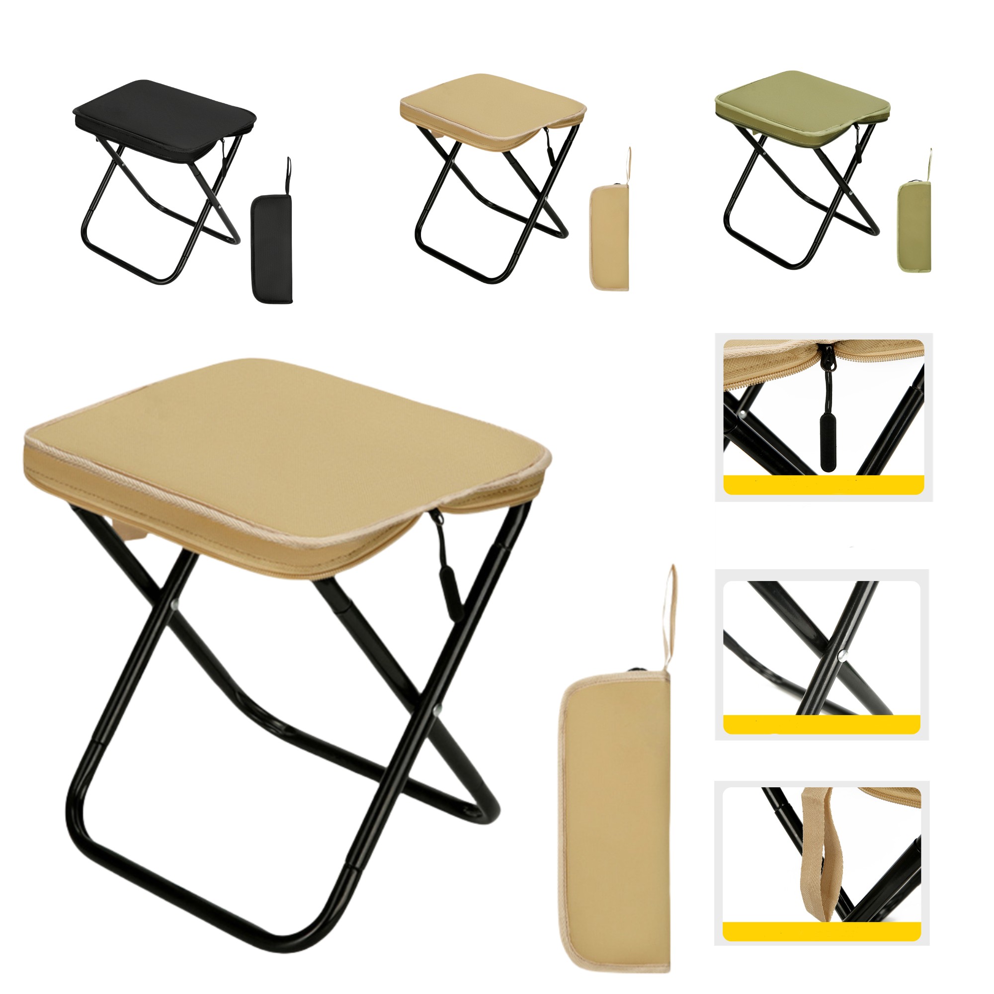 ?Camping Stool Bulk Order-Carbon Steel Frame,1.39lb Lightweight 1