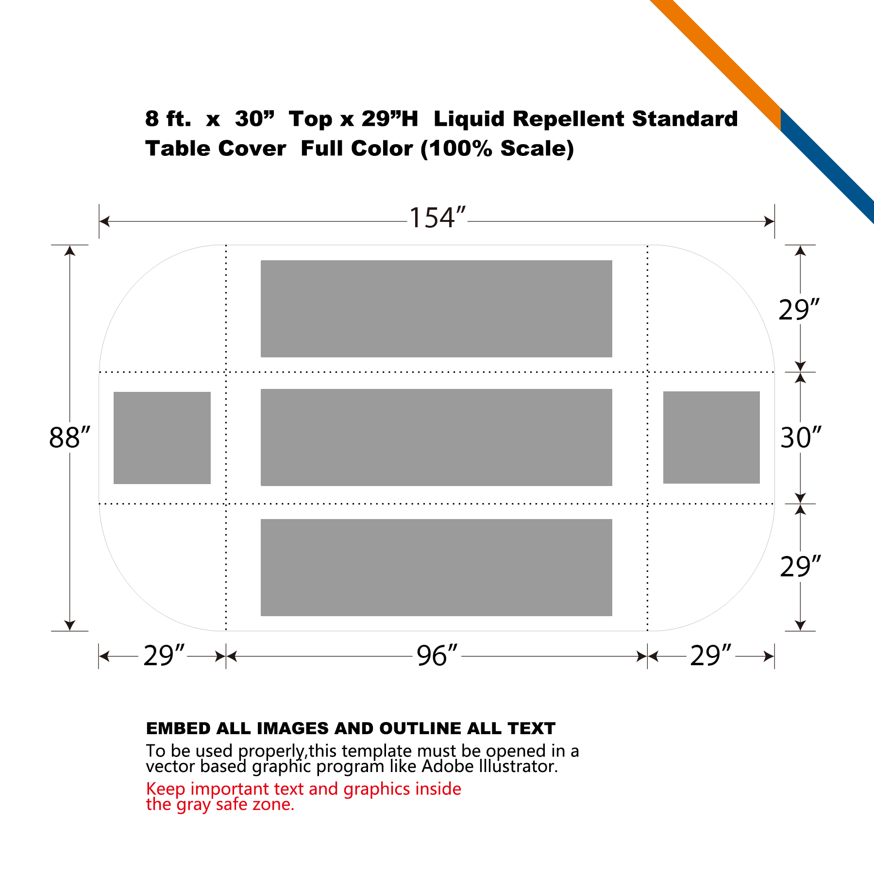 8' Zantor Liquid Repellent Standard Table Throw 1