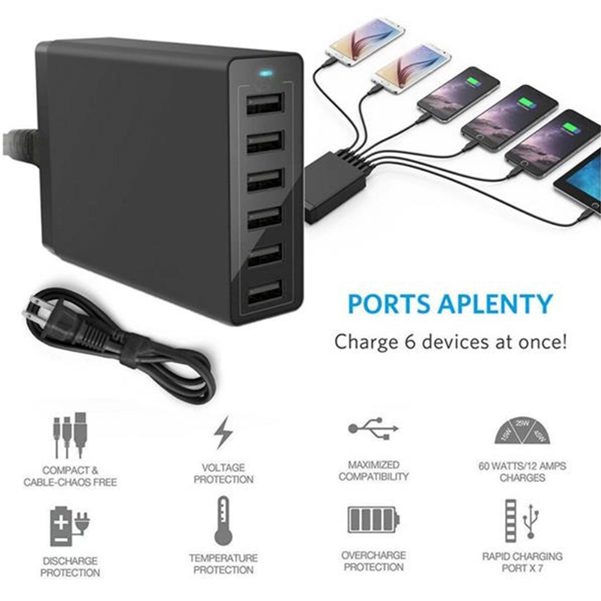 6- Port USB Charging Hub/ Home Charger Adapter 2